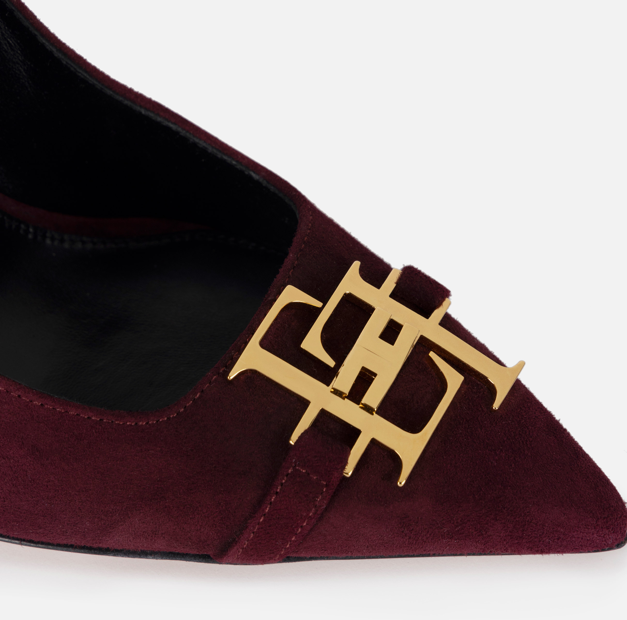 Suede pump with logo plaque | Elisabetta Franchi Suede pump with logo plaque | Elisabetta Franchi