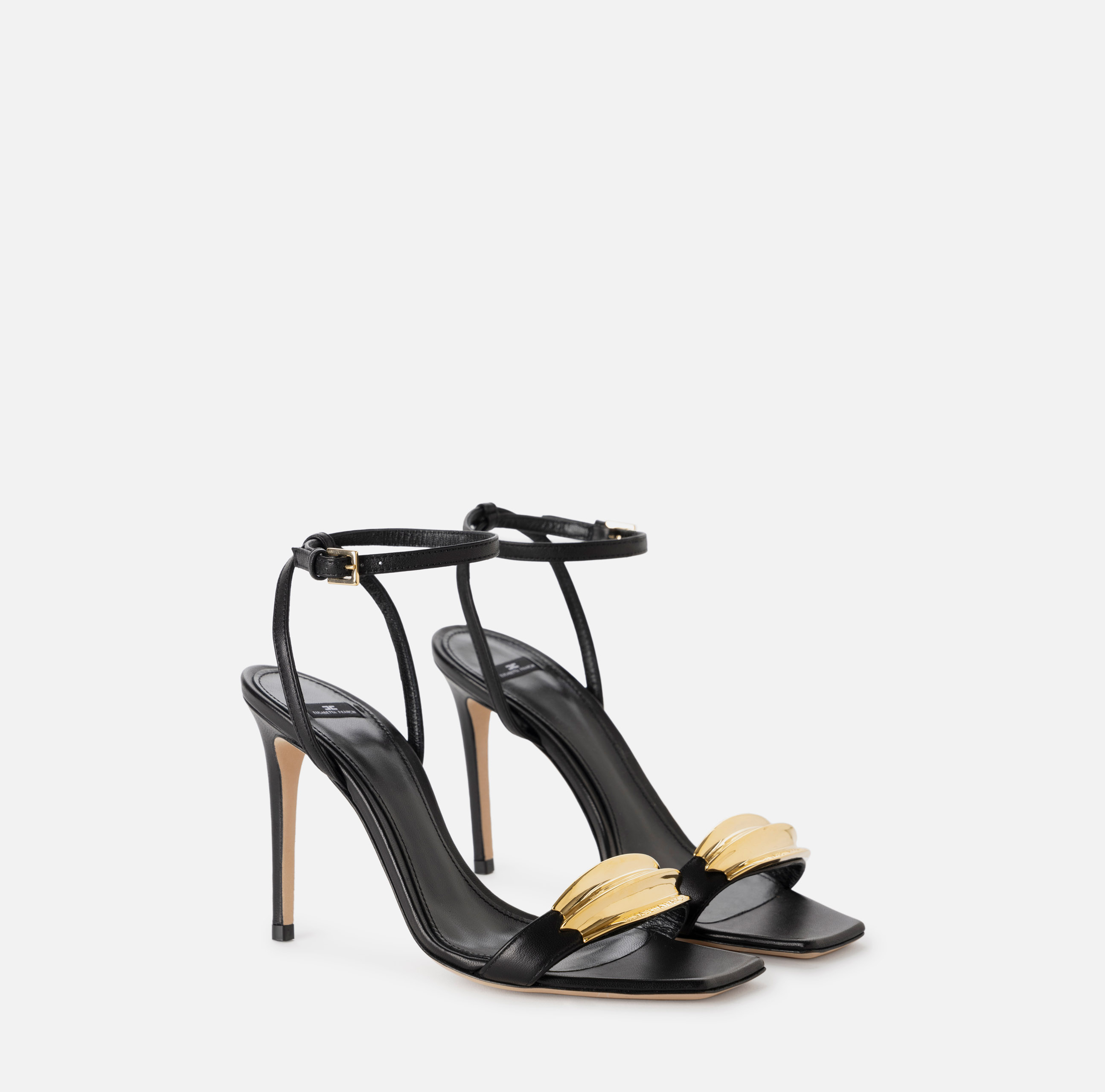 サンダル・ミュール ELISABETTA FRANCHI Nappa leather slingback with satin bow Nappa leather and mesh slingback | Elisabetta Franchi