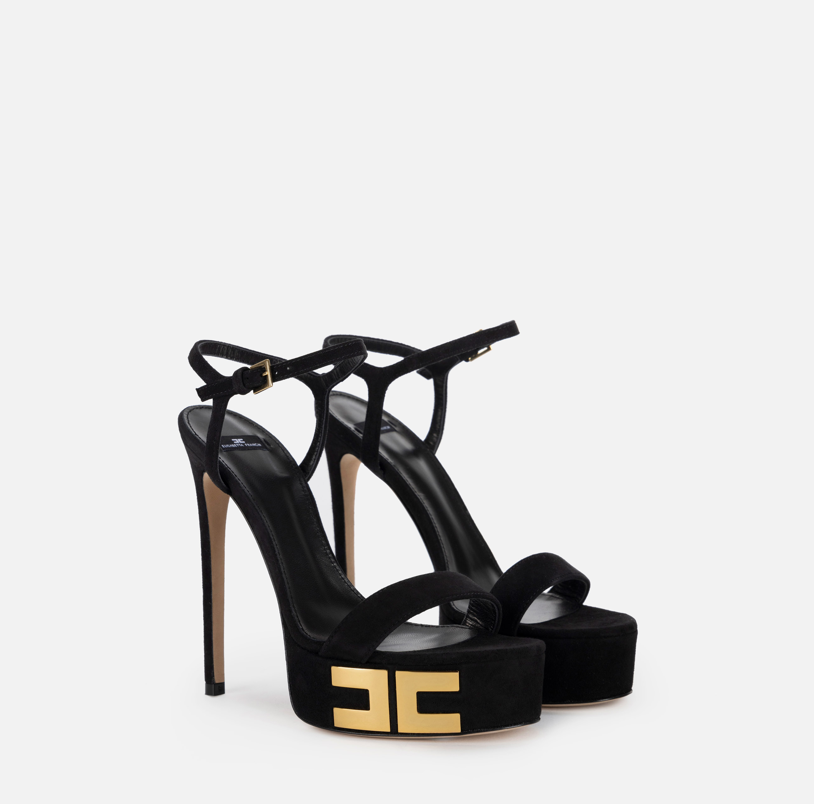 Crown platform sandals in suede | Elisabetta Franchi Crown platform sandals in suede | Elisabetta Franchi