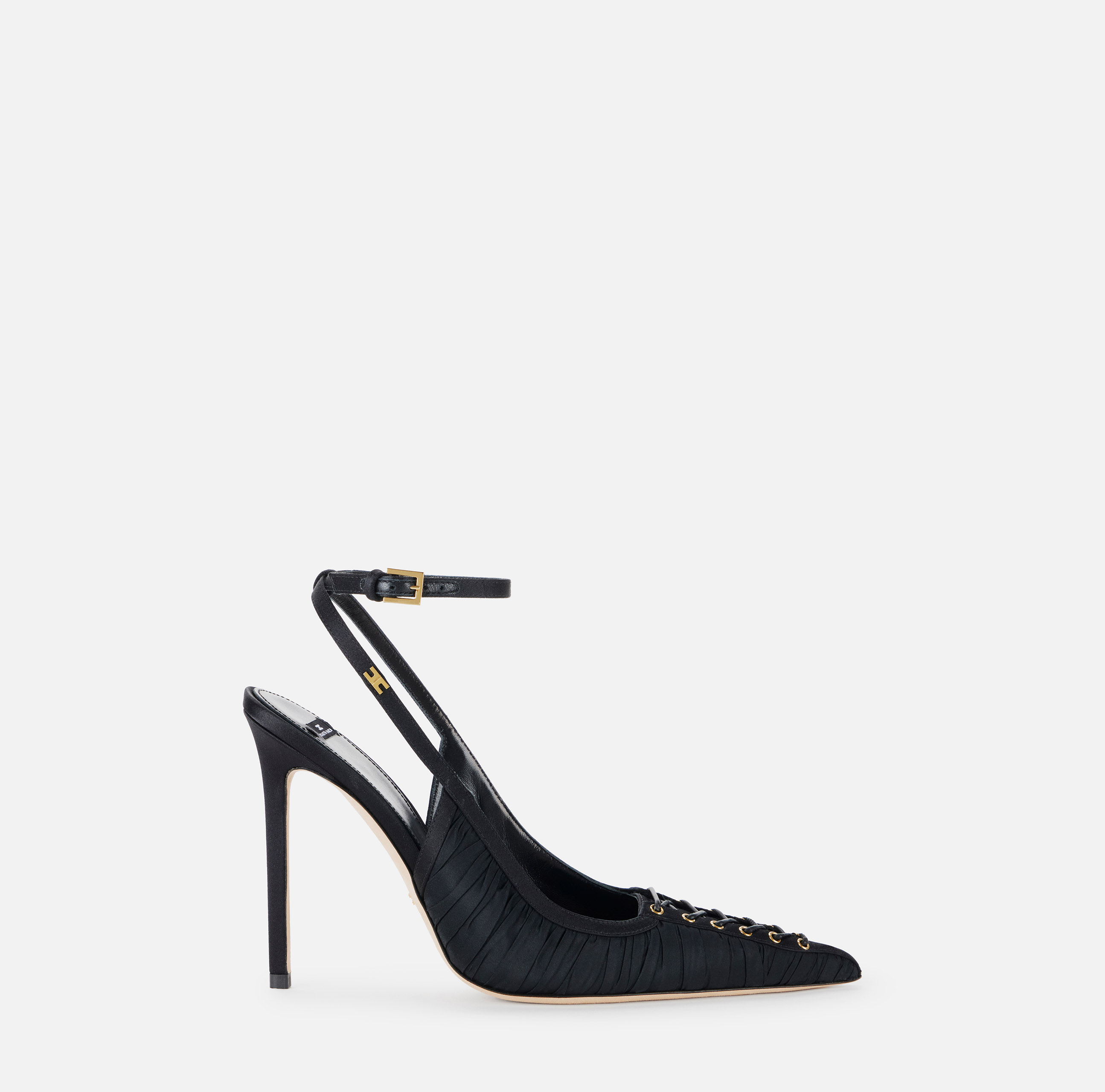 Nappa leather sandal with criss-cross lacing | Elisabetta Franchi