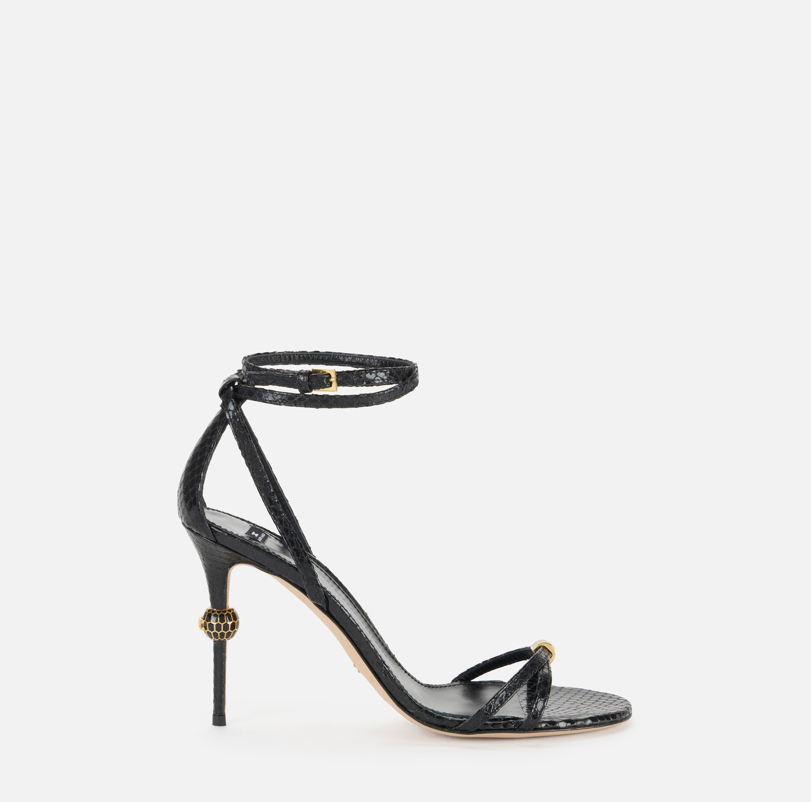 Leather sandals with jewel heel | Elisabetta Franchi