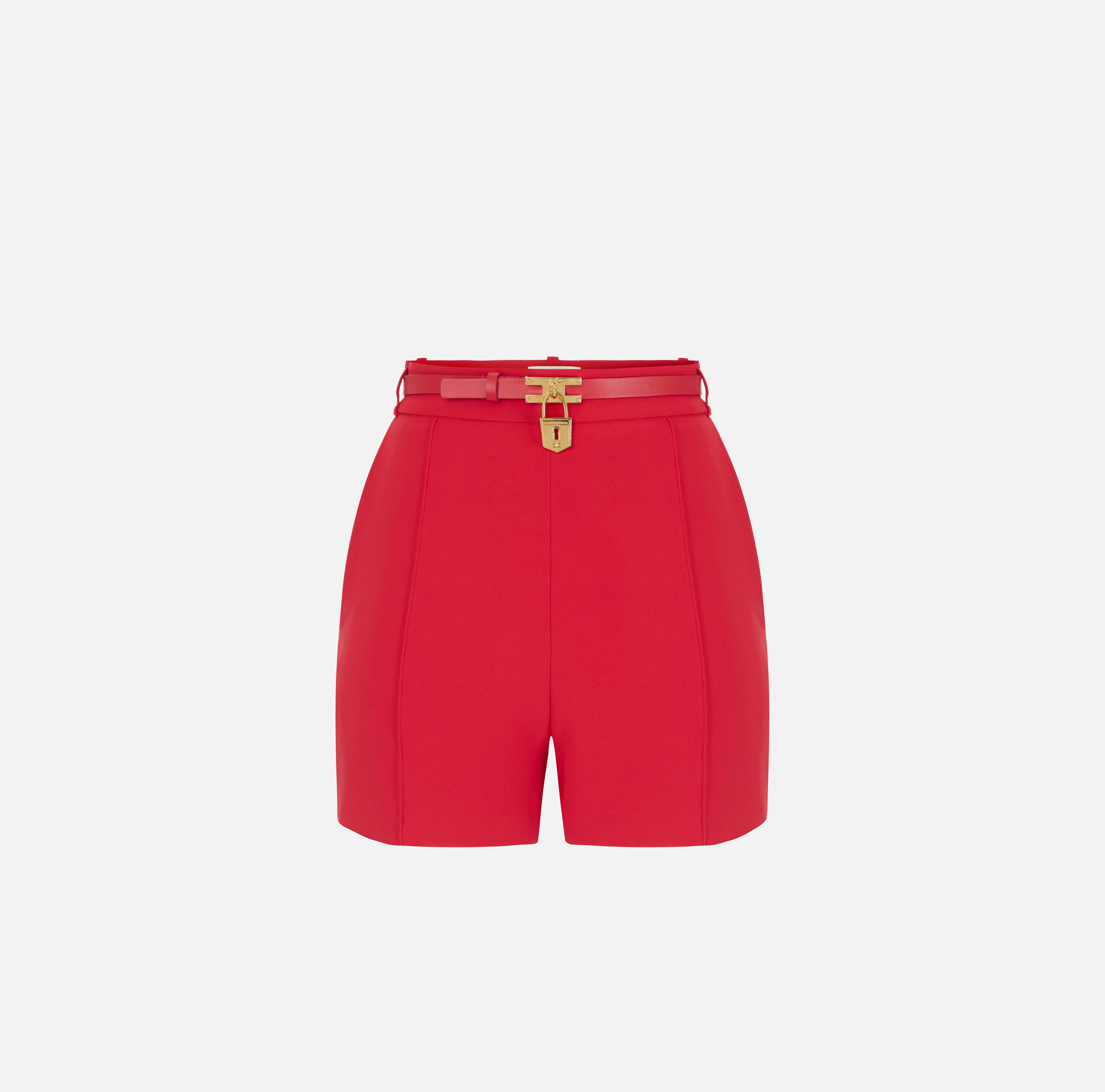 Shorts in lightweight crêpe fabric with belt | Elisabetta Franchi
