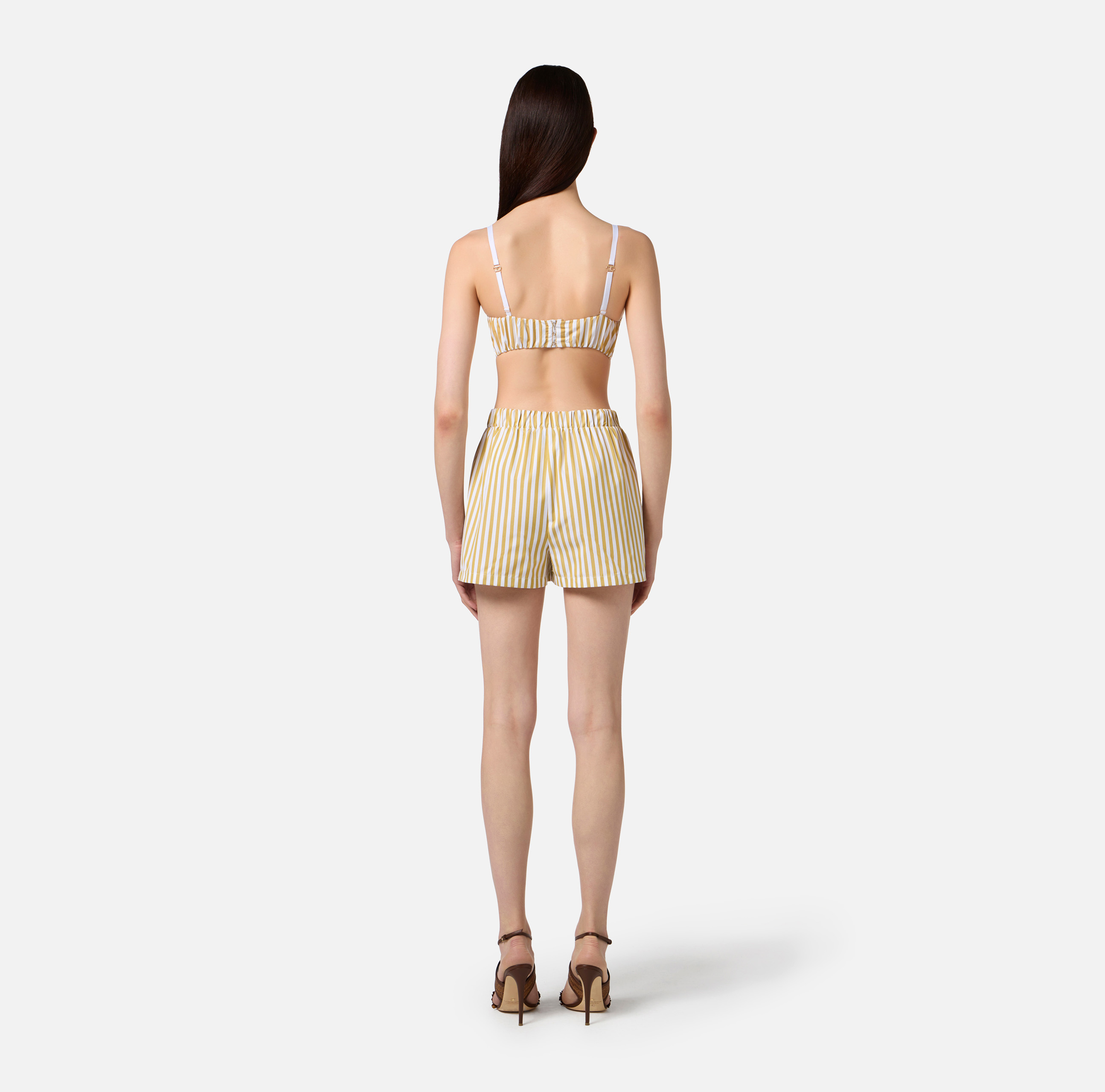 ショートパンツ ELISABETTA FRANCHI Celana striped cotton shorts BIANCO/CURRY Celana striped cotton shorts ELISABETTA FRANCHI - Nugnes1920