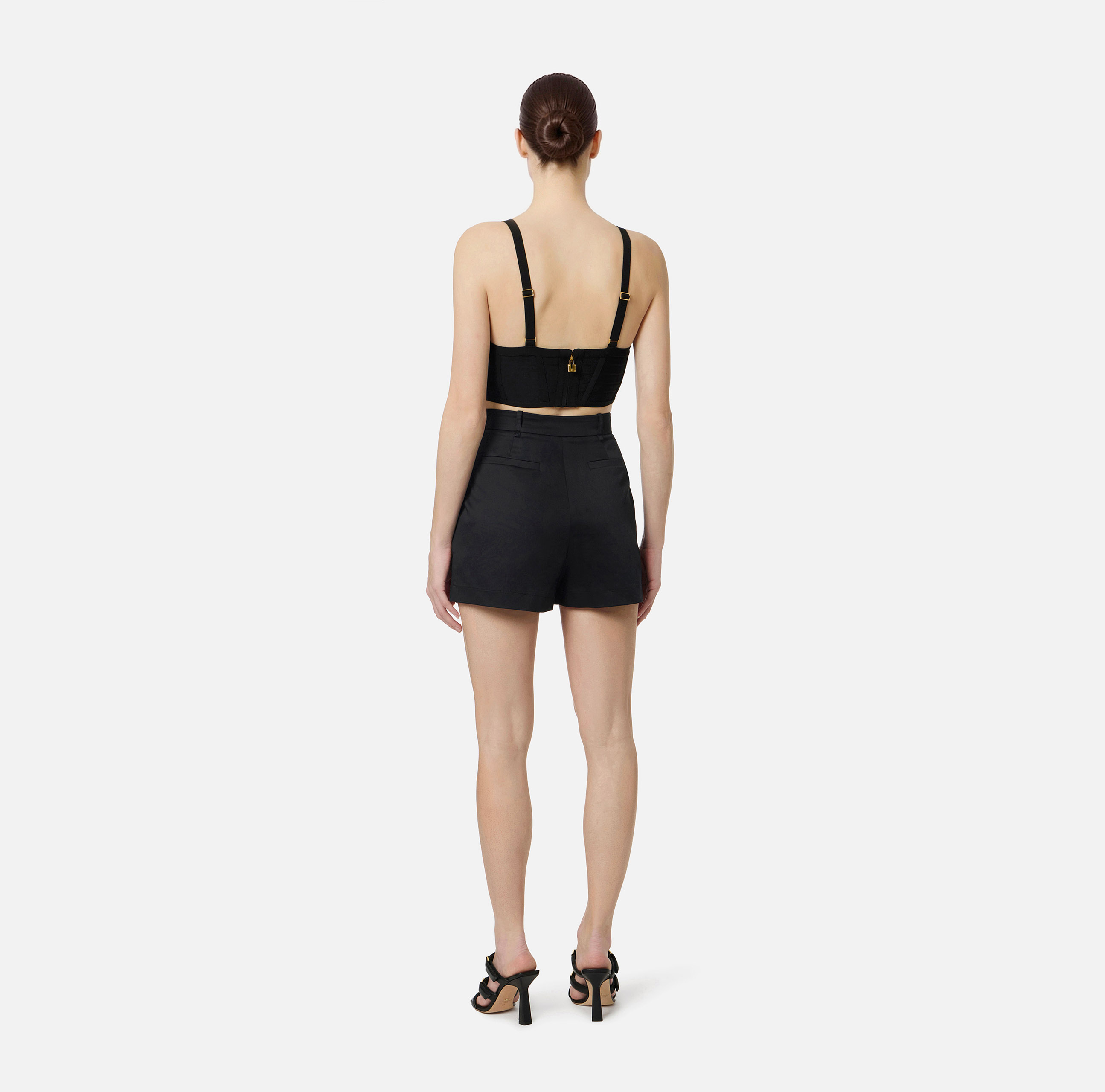 Stretch cotton shorts with logo detail | Elisabetta Franchi