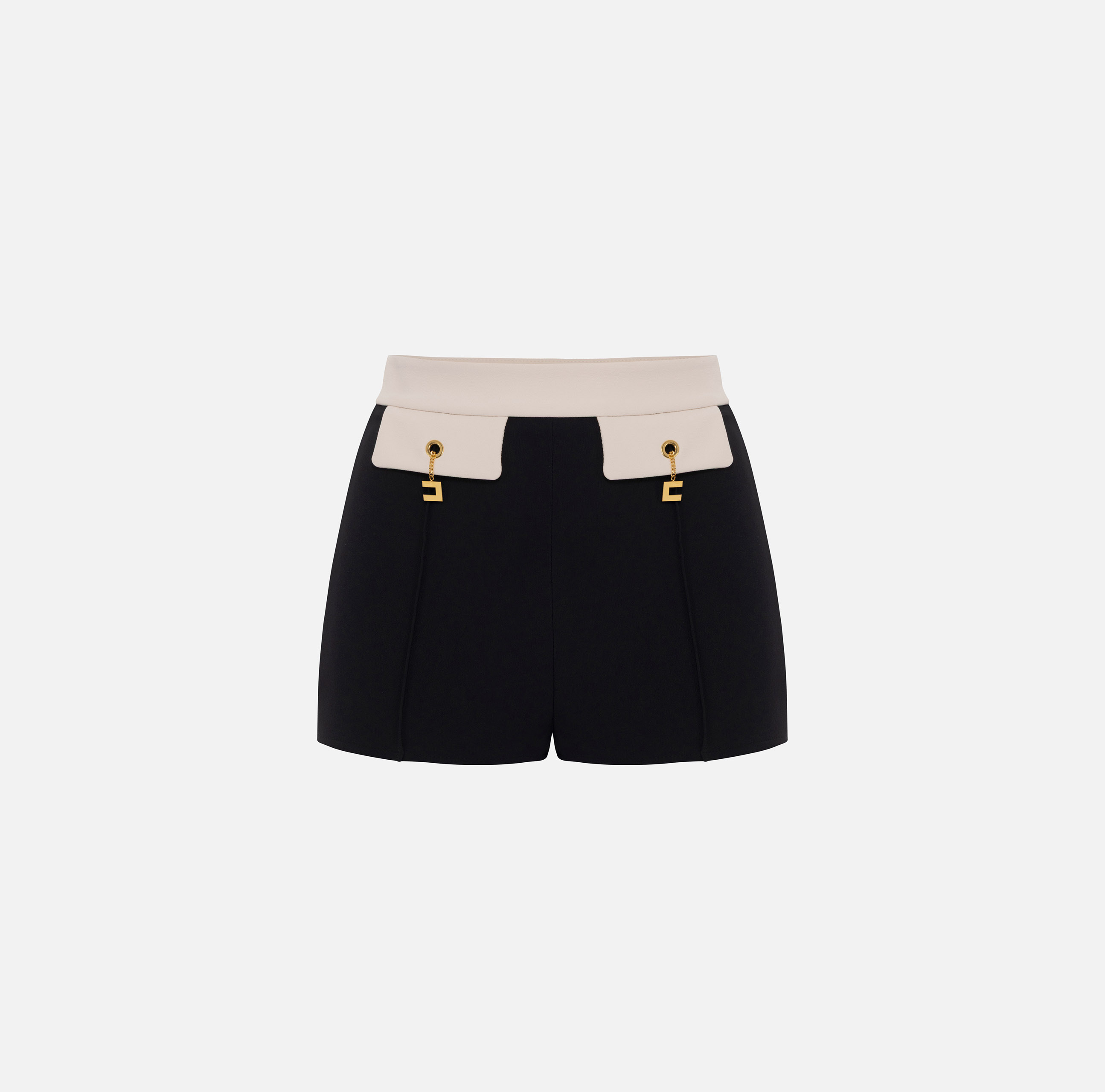 ショートパンツ ELISABETTA FRANCHI DOUBLE CREPE SHORTS WITH EMBROIDERED HEM Shorts in double layer stretch crêpe fabric with embroidered