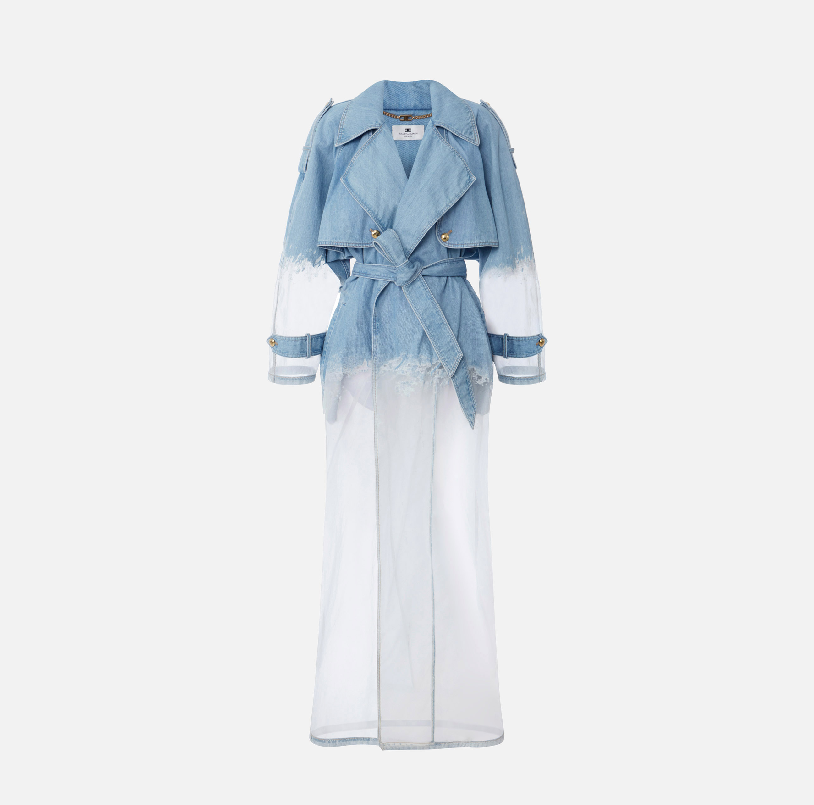Denim and organza trench coat | Elisabetta Franchi