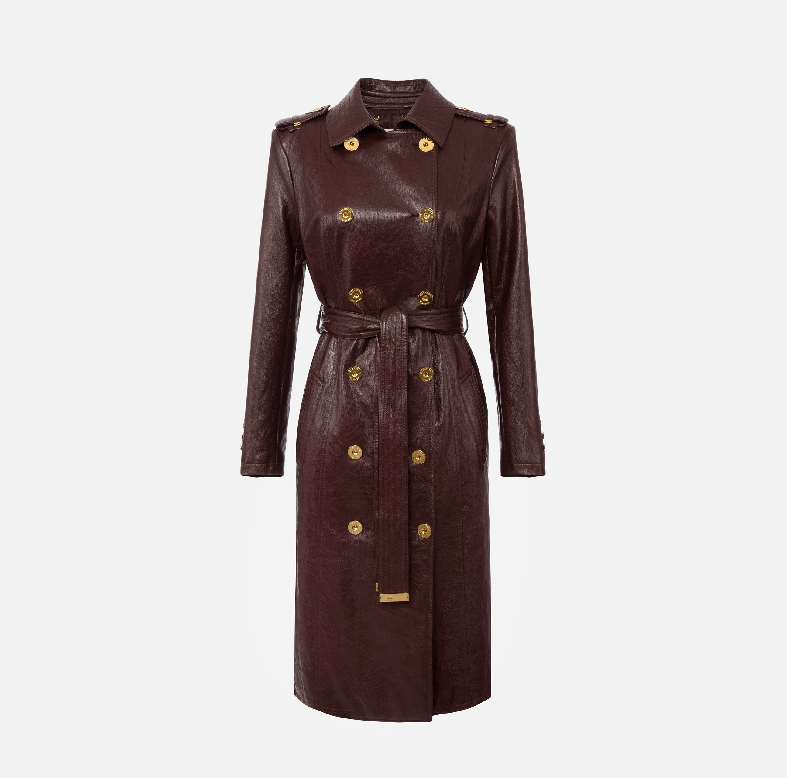 Crackled leather-effect trench coat | Elisabetta Franchi