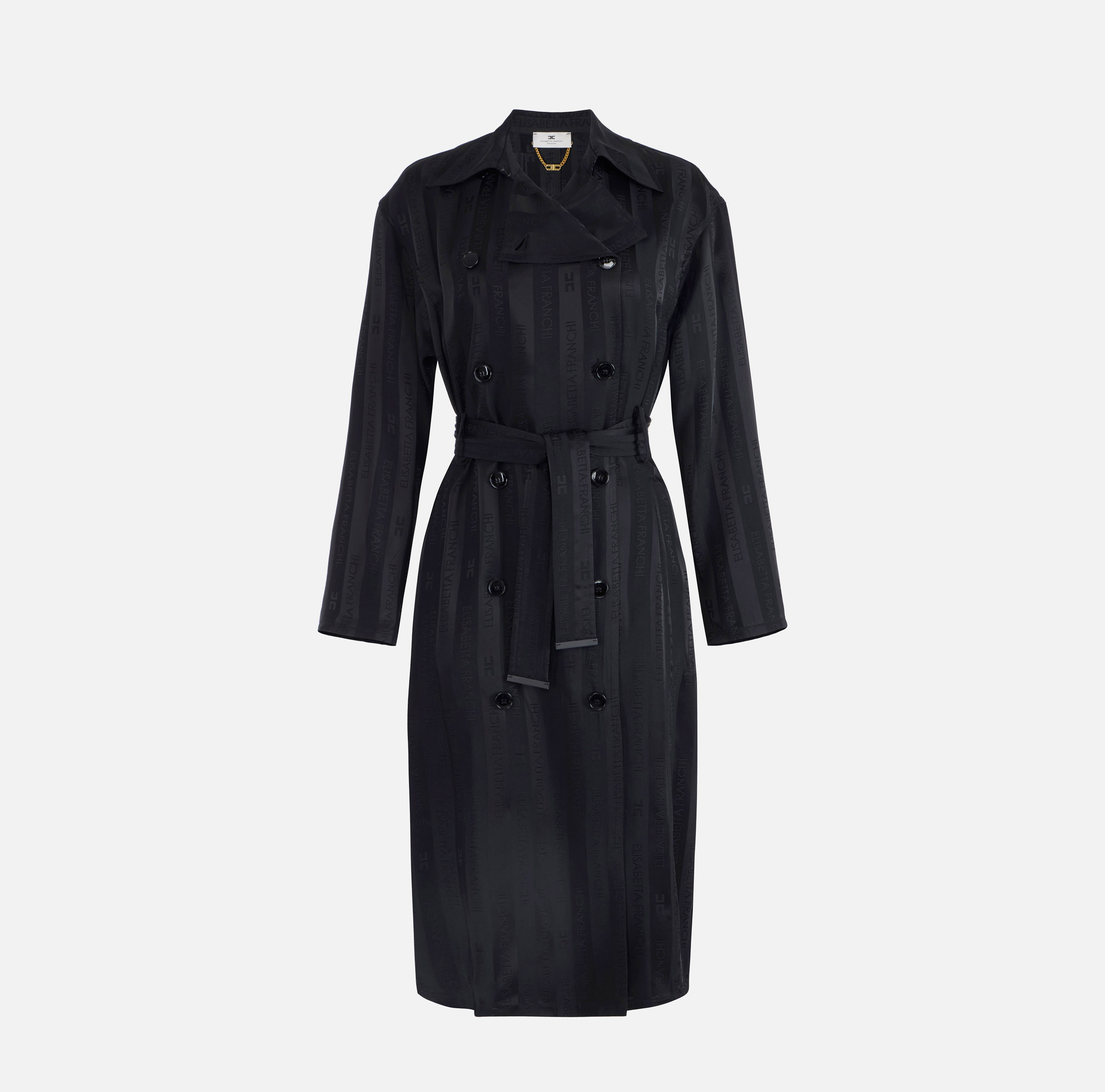 Satin trench coat with jacquard stripes | Elisabetta Franchi