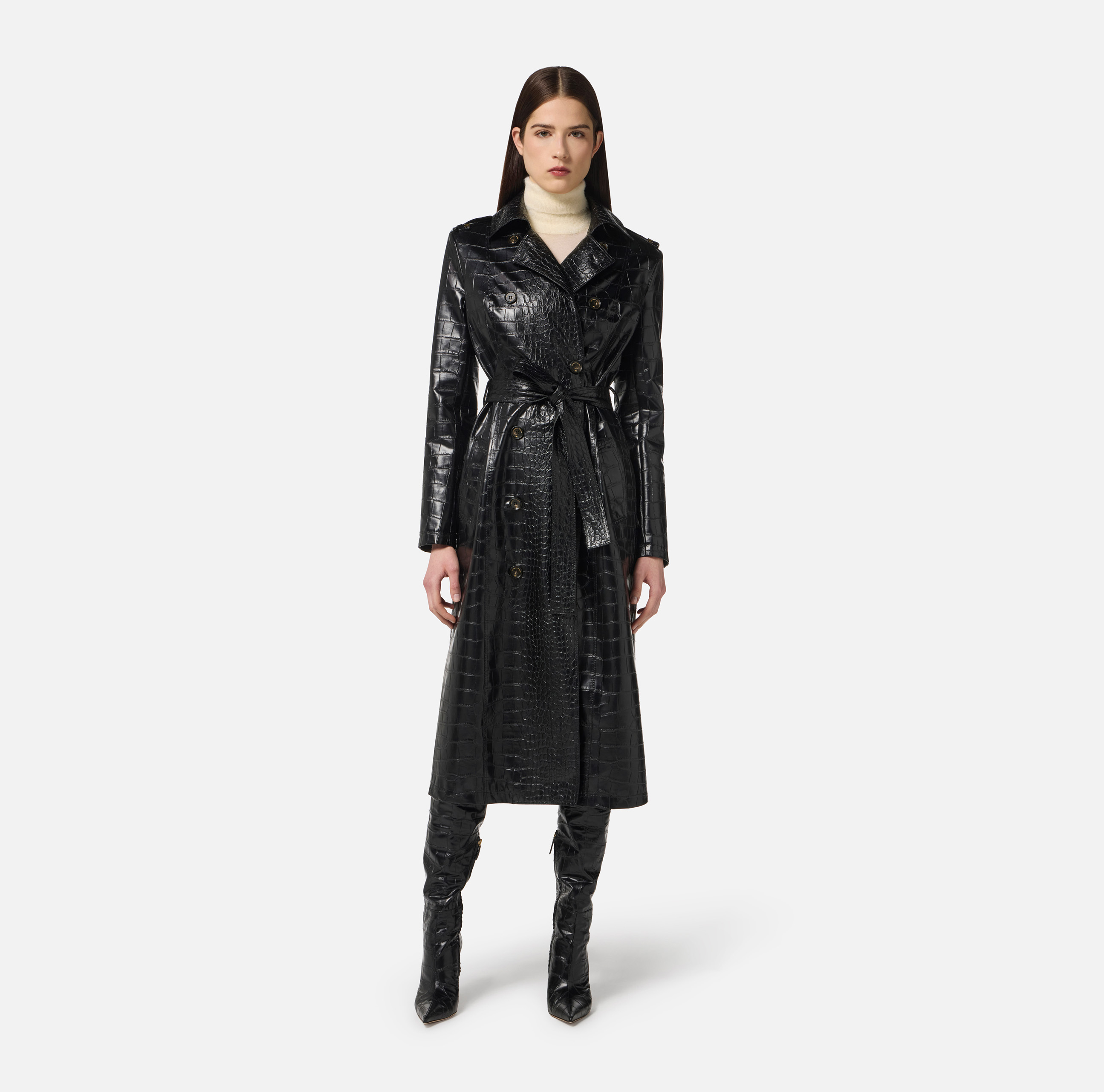 Trench coat with crocodile print | Elisabetta Franchi