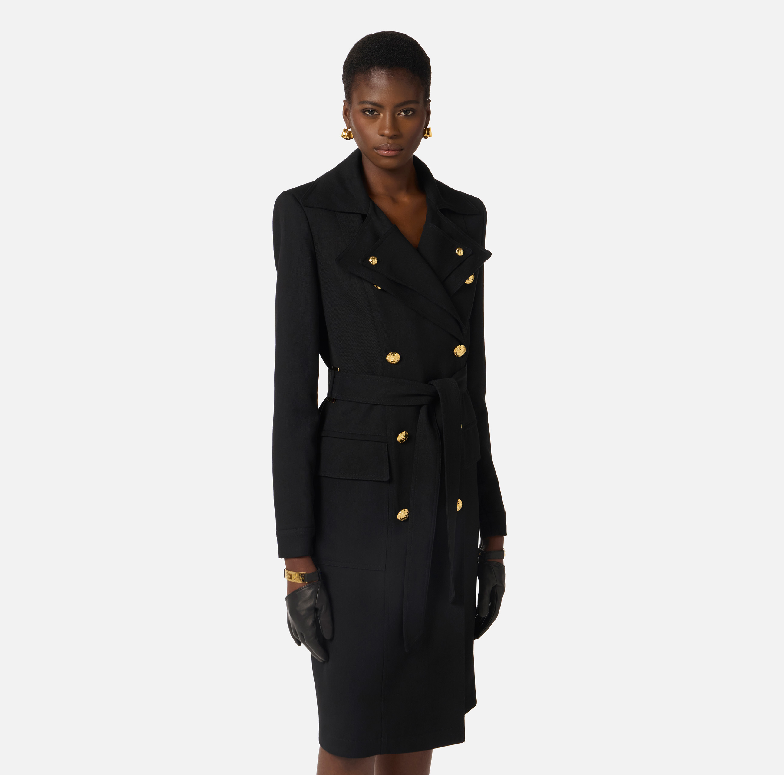 Gabardine trench coat with double lapels | Elisabetta Franchi