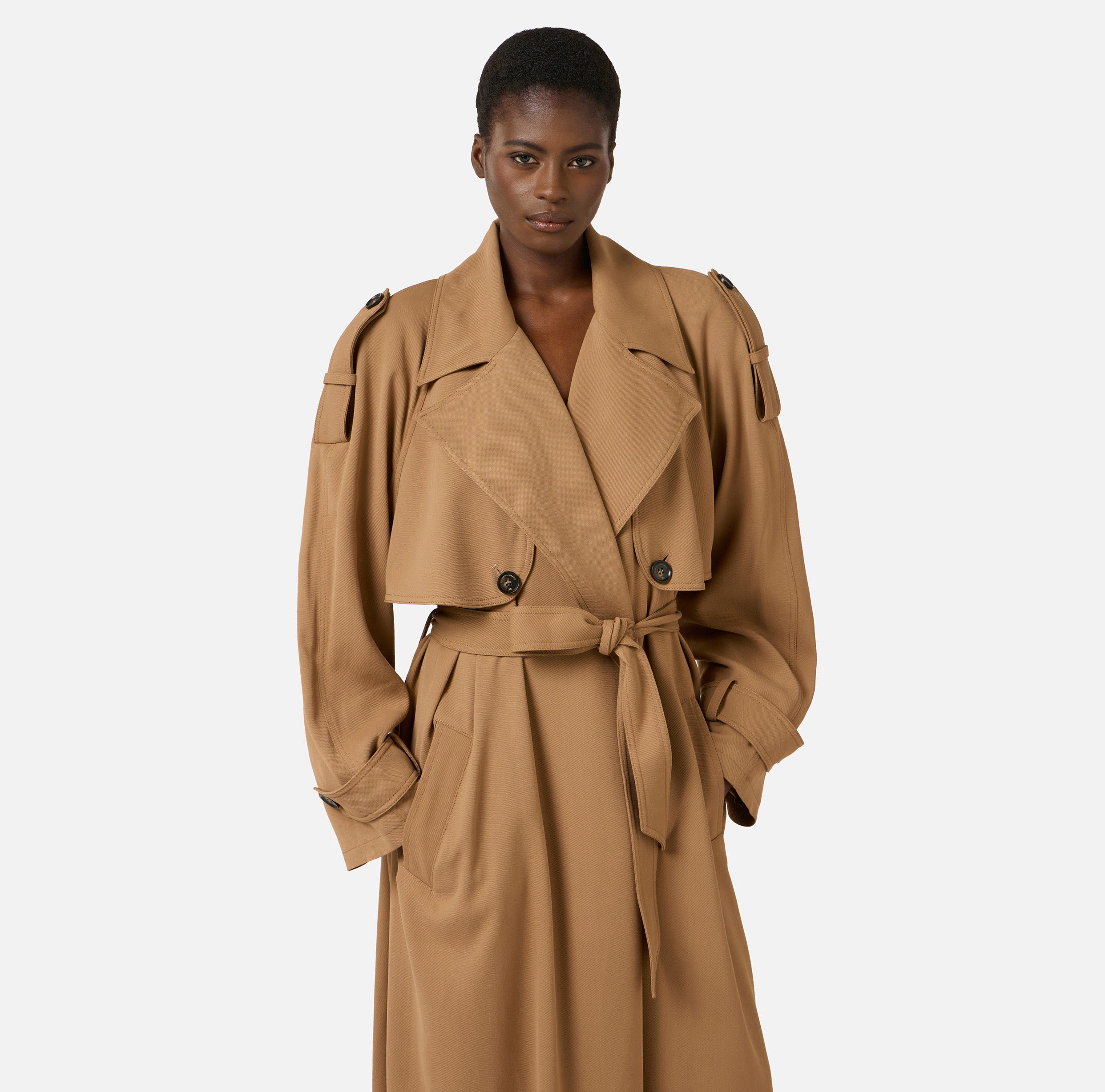 Flowing gabardine trench coat | Elisabetta Franchi