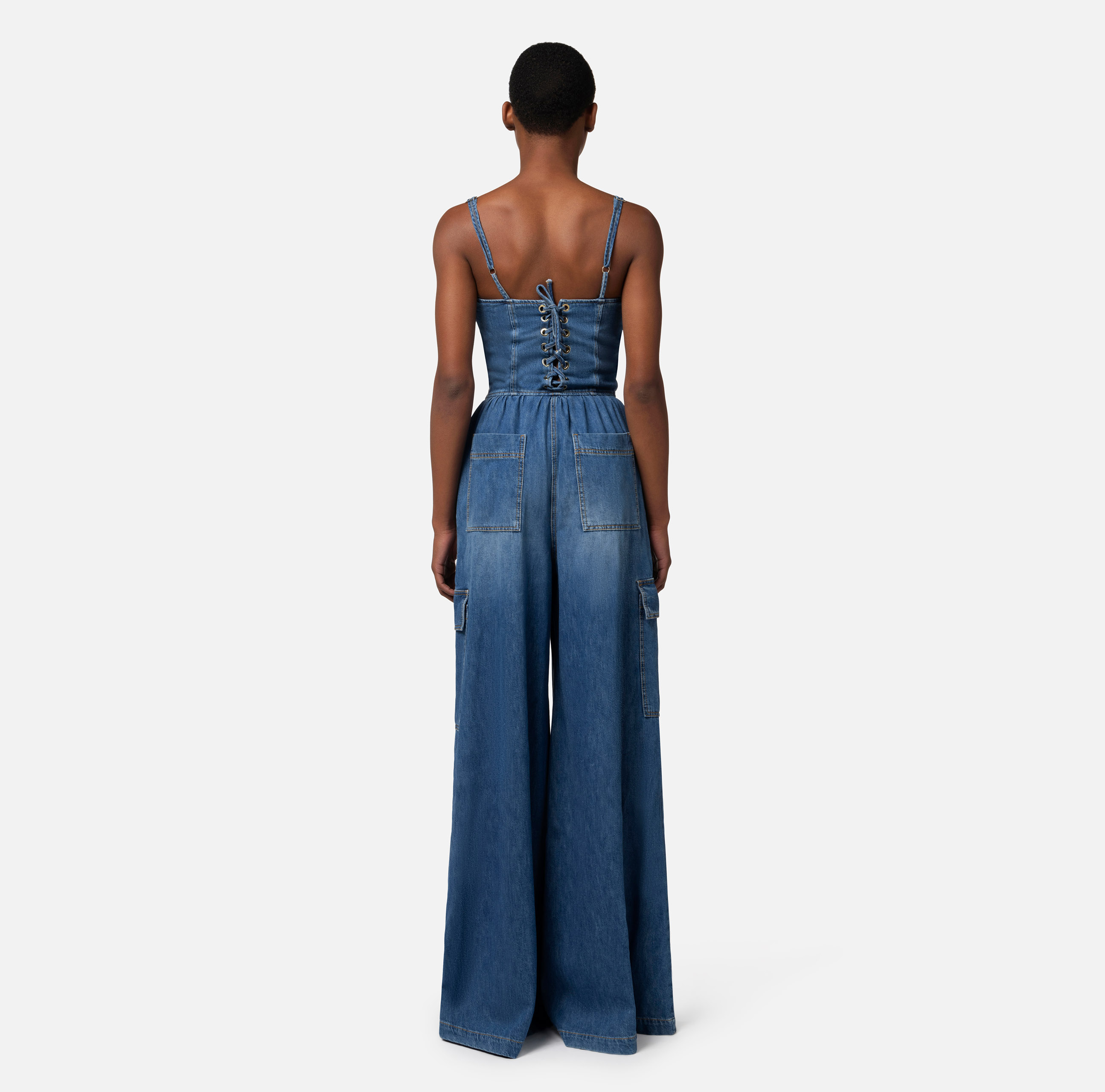 Denim jumpsuit with bustier top | Elisabetta Franchi