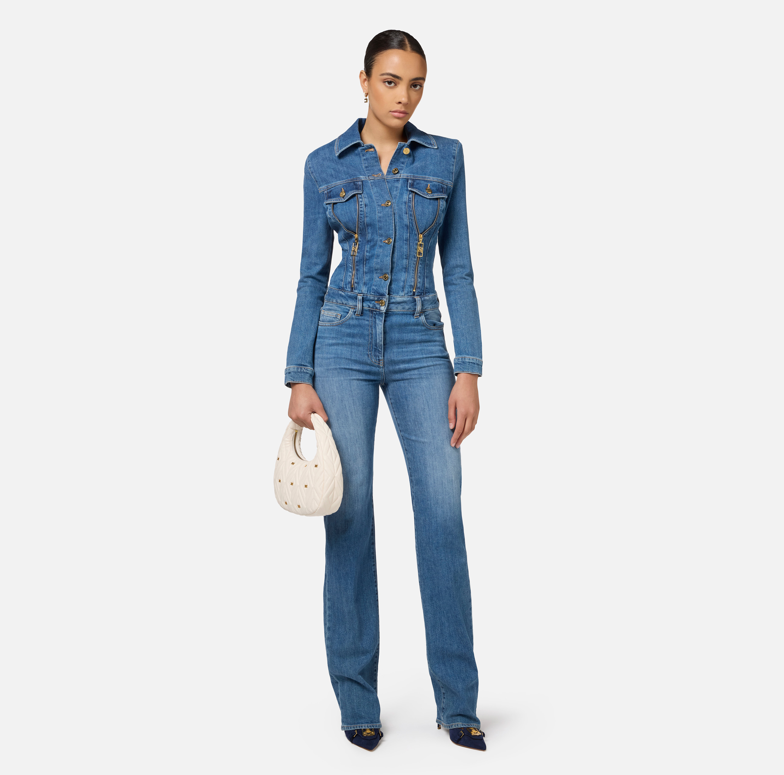 オールインワン・サロペット ELISABETTA FRANCHI Women Jumpsuits TJ37I51E2DM2 Blue Dress Blue Elisabetta Franchi - Le Follie Shop