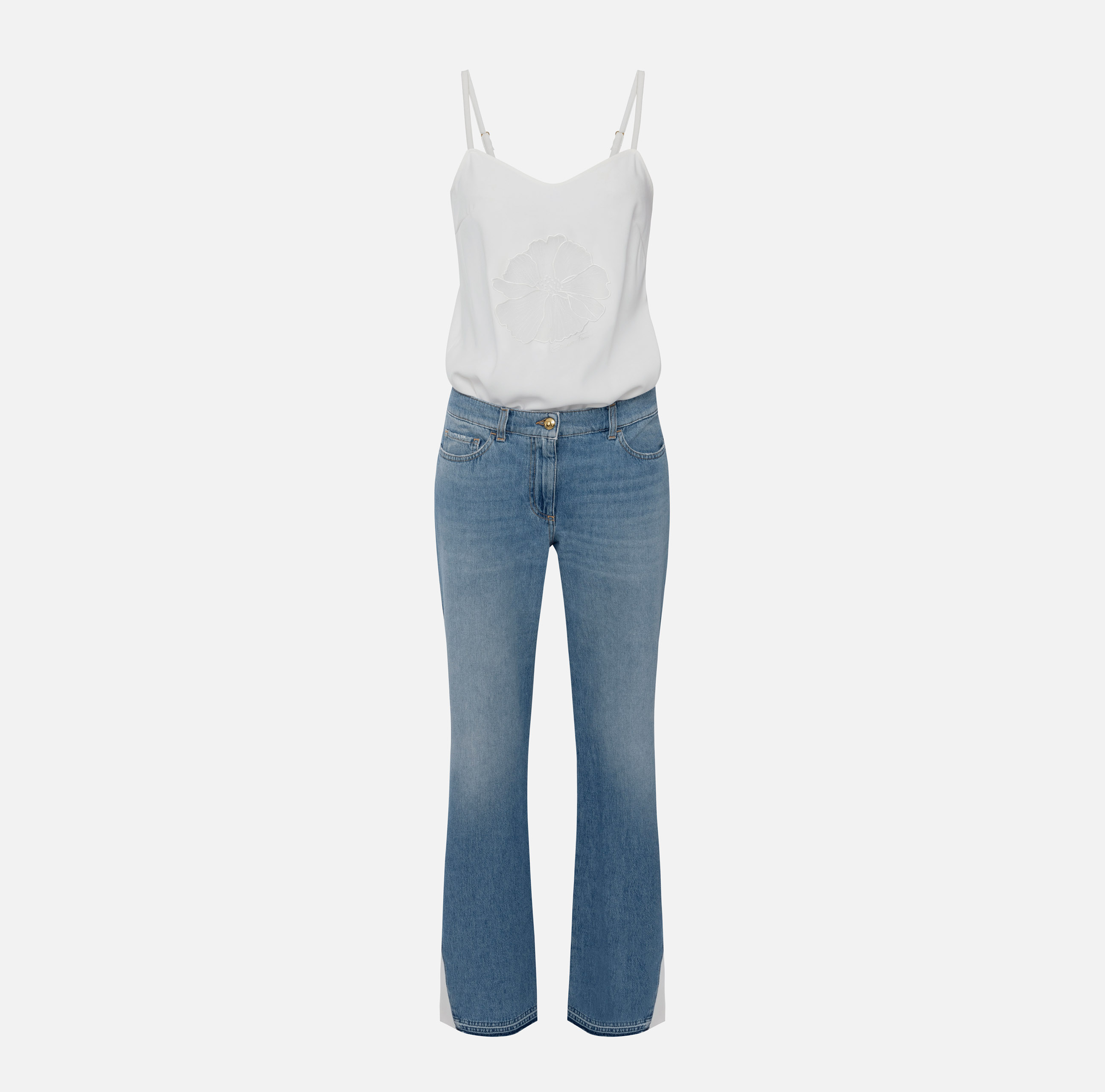 elisabetta franchi Combinaison trompe-l'œil en crêpe et denim