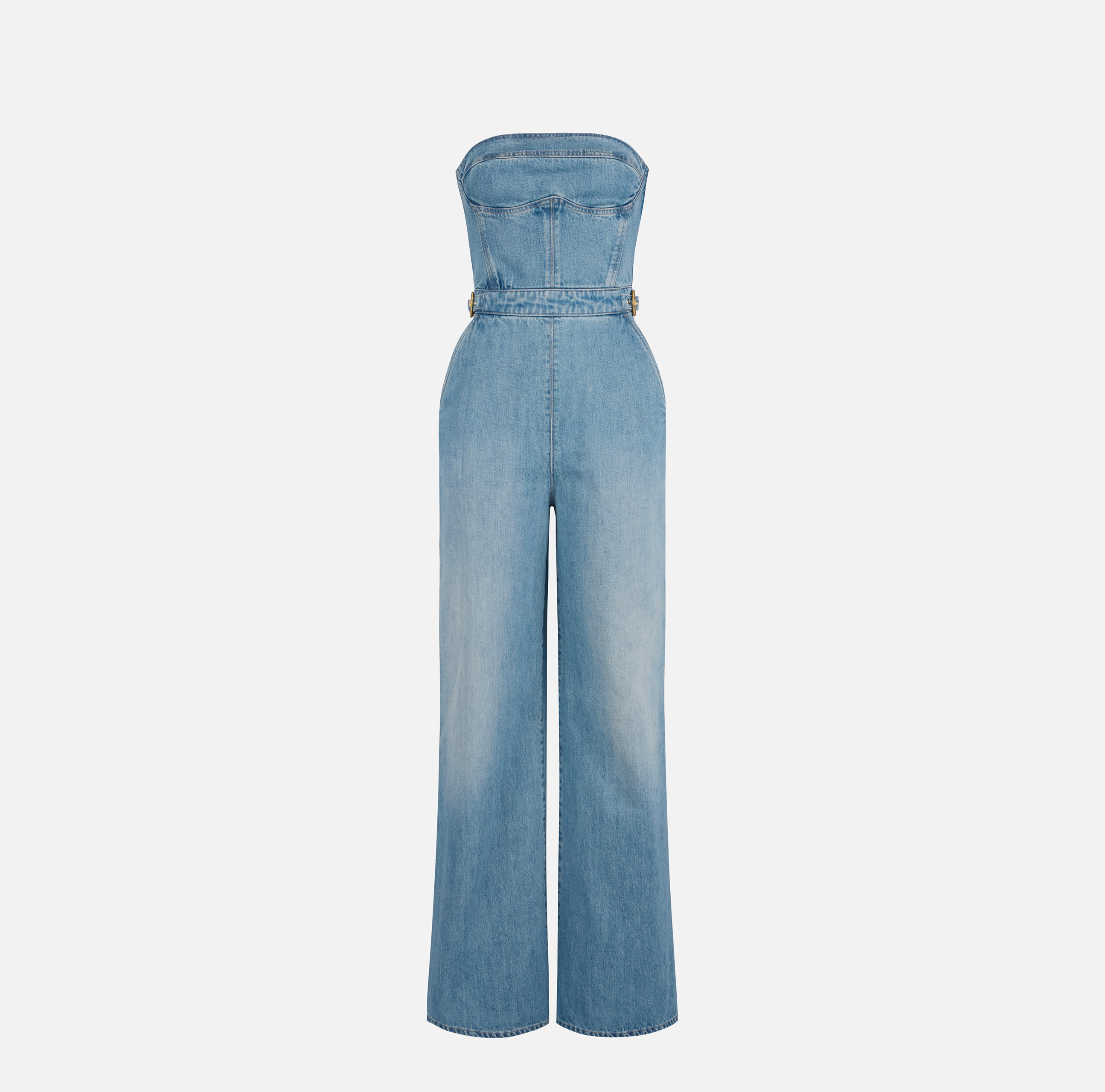 Bustier denim jumpsuit with buckles | Elisabetta Franchi
