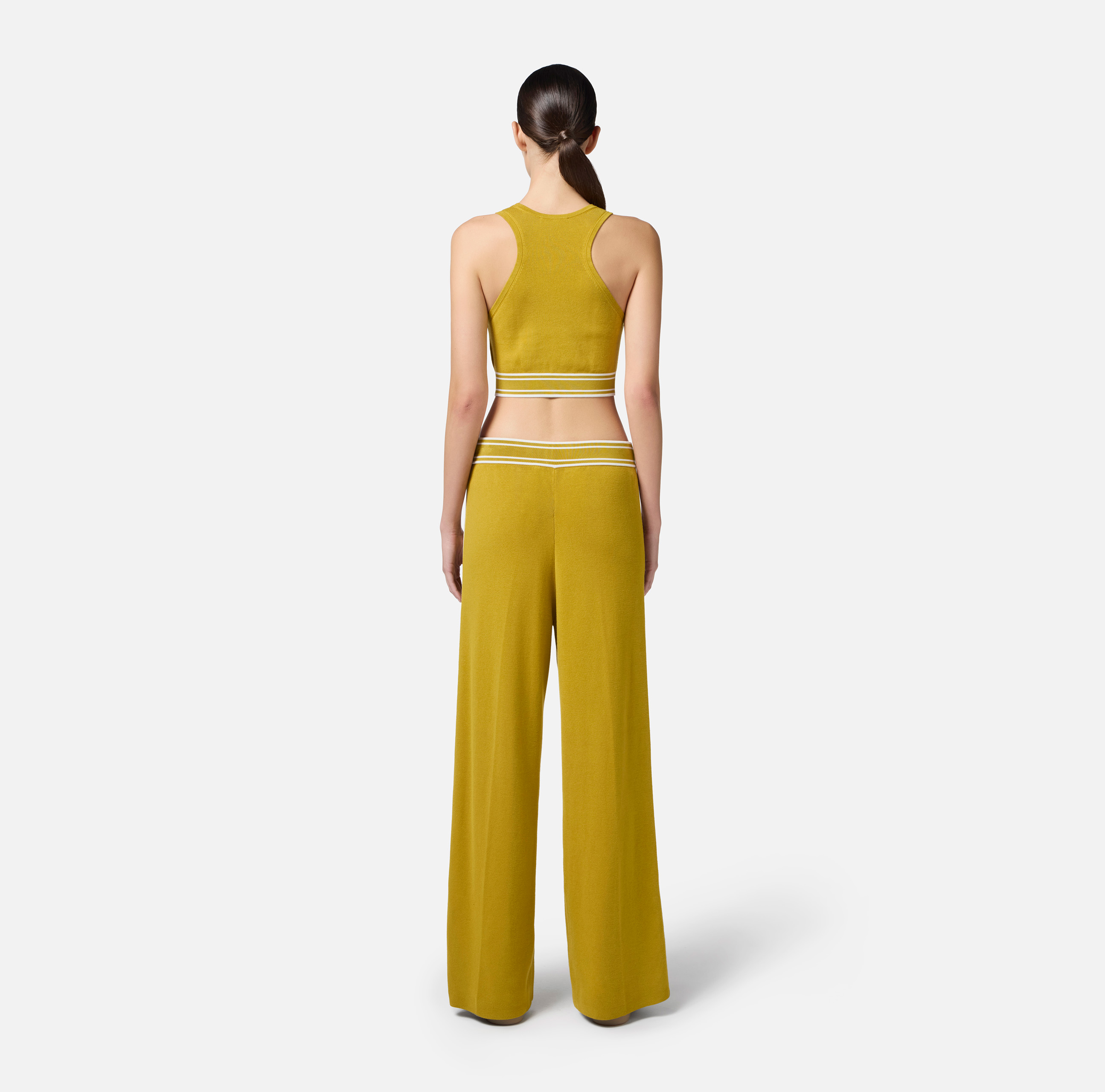 Viscose cropped top with contrasting bands | Elisabetta Franchi