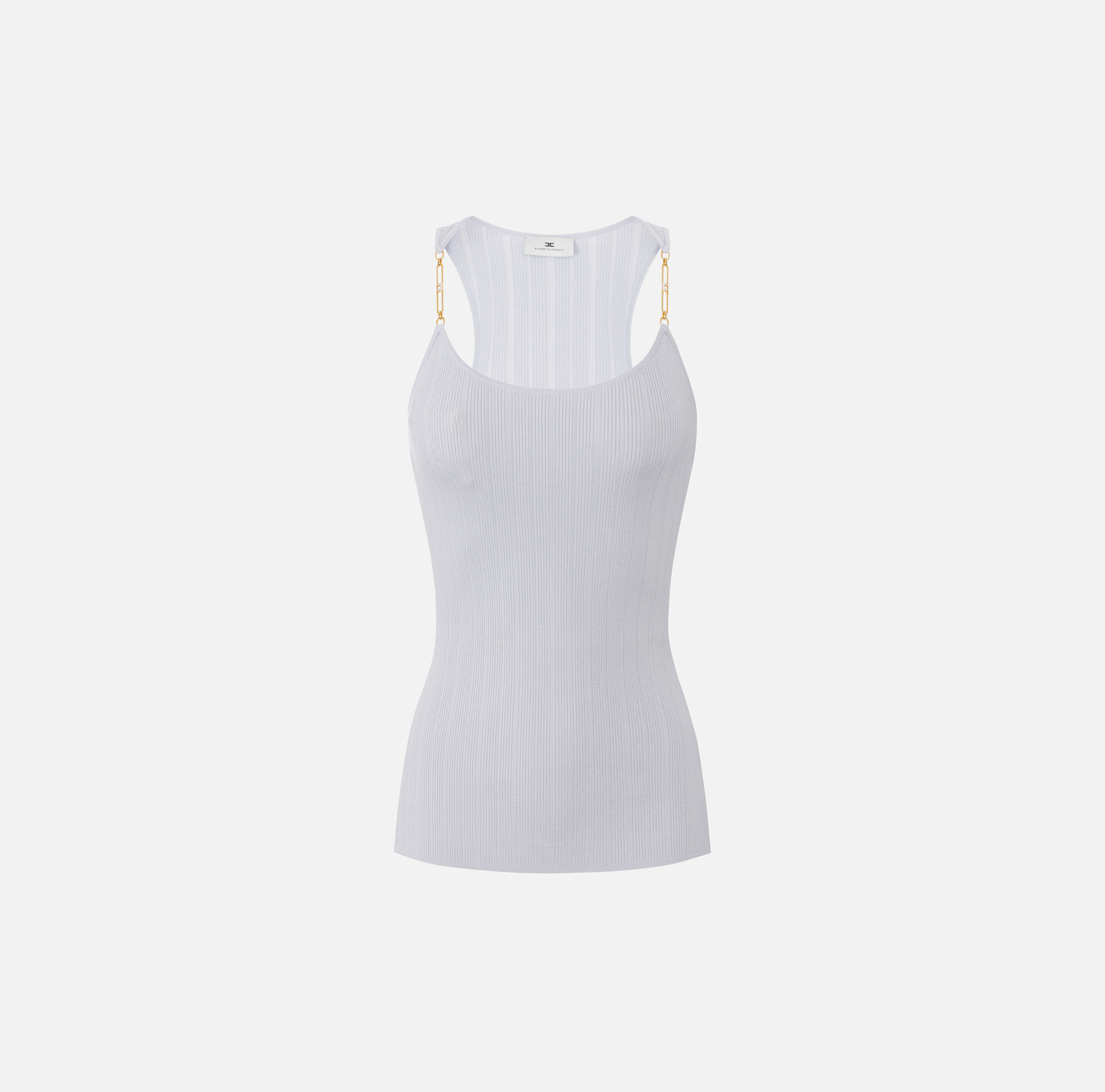 ブラジャー ELISABETTA FRANCHI FW25 Ribbed knit top (TK61S56E2 110) Knit top with logo details | Elisabetta Franchi