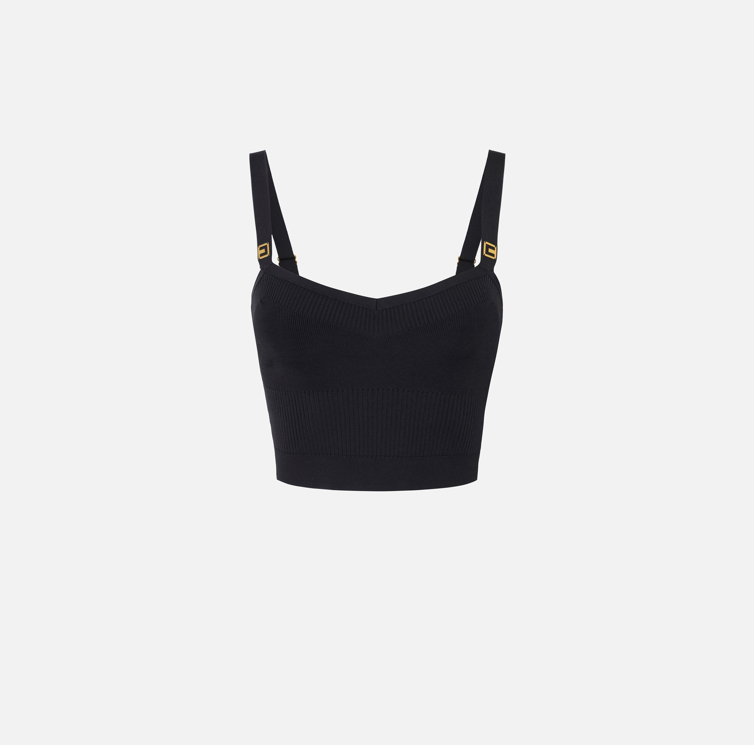 ブラジャー ELISABETTA FRANCHI FW25 Ribbed knit top (TK61S56E2 110) Knit top with logo details | Elisabetta Franchi