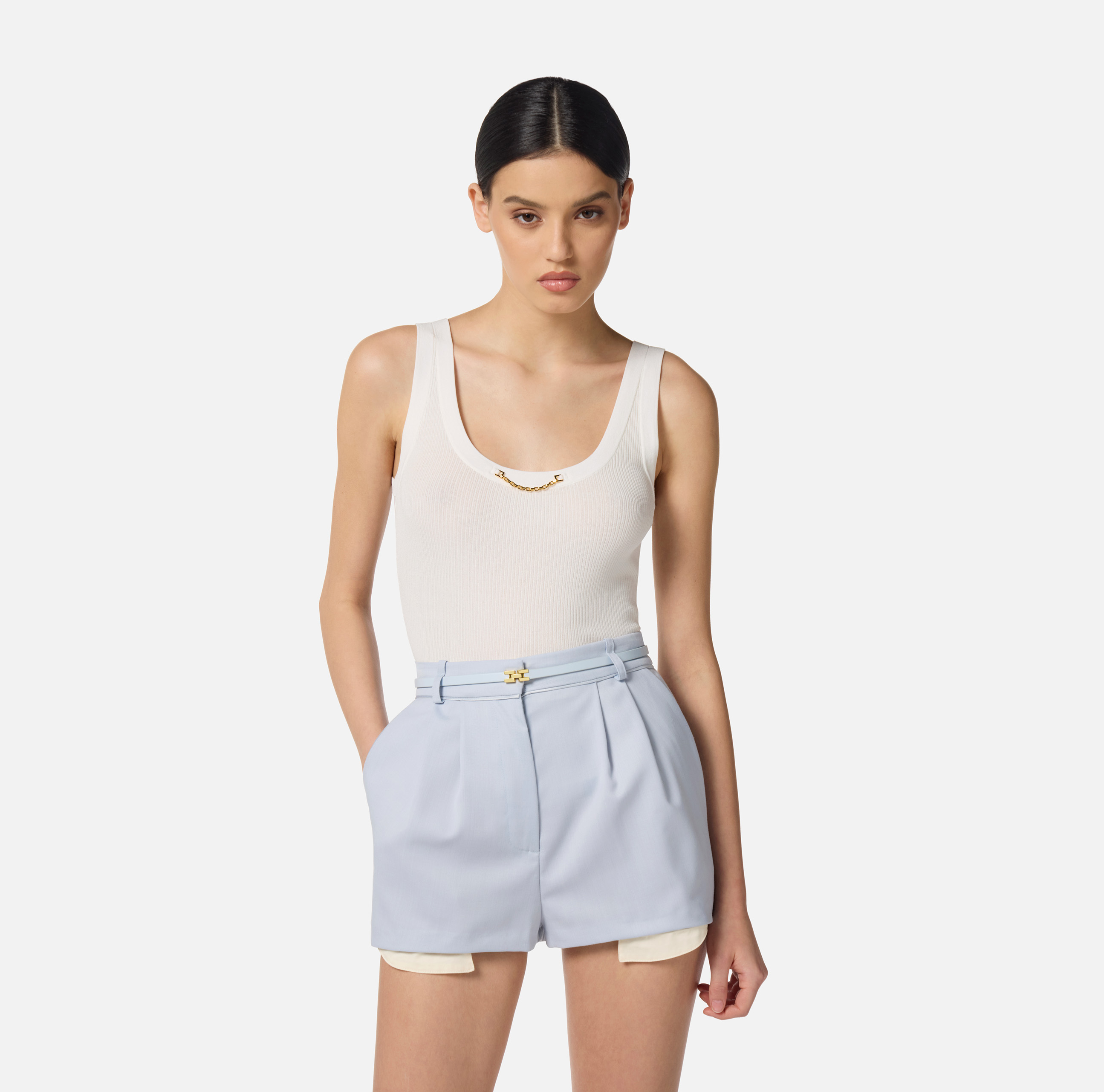 Tシャツ・カットソー ELISABETTA FRANCHI Women Tops MA01851E2270GESSO WHITE Women's T-shirts: elegant, longline or with short sleeves