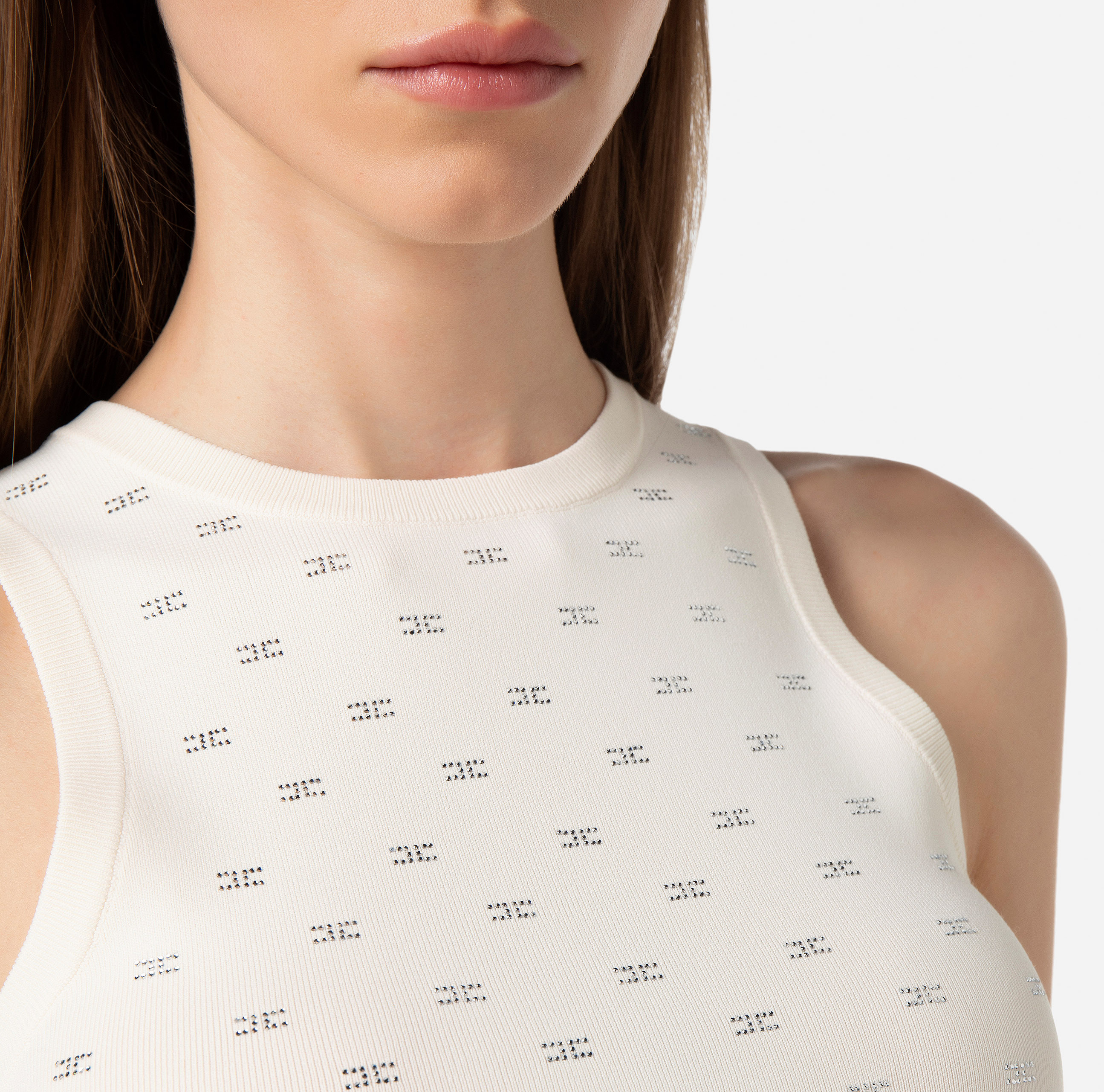 Knit crop top with logo pattern | Elisabetta Franchi