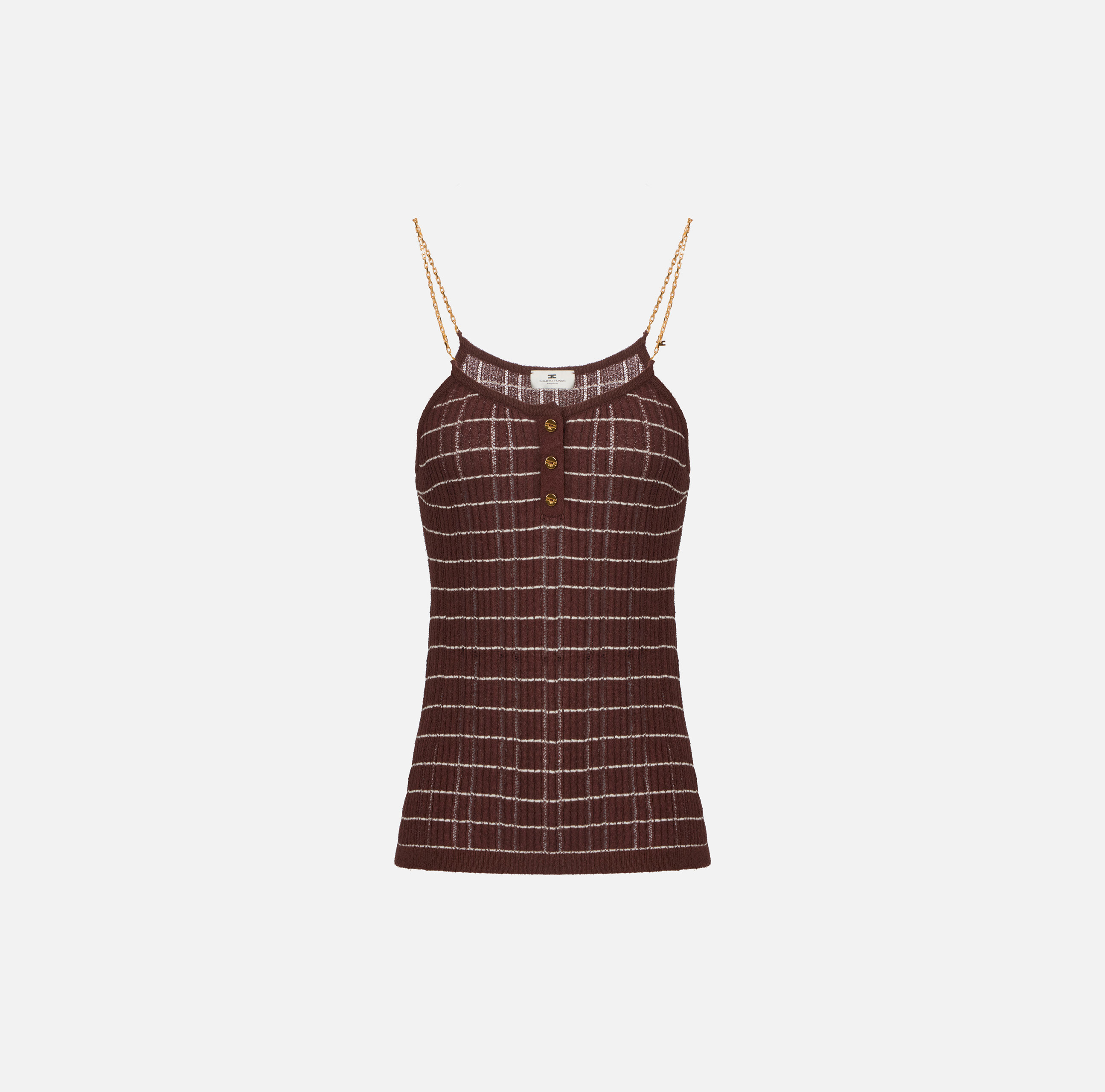 Striped top in knit fabric with chains | Elisabetta Franchi