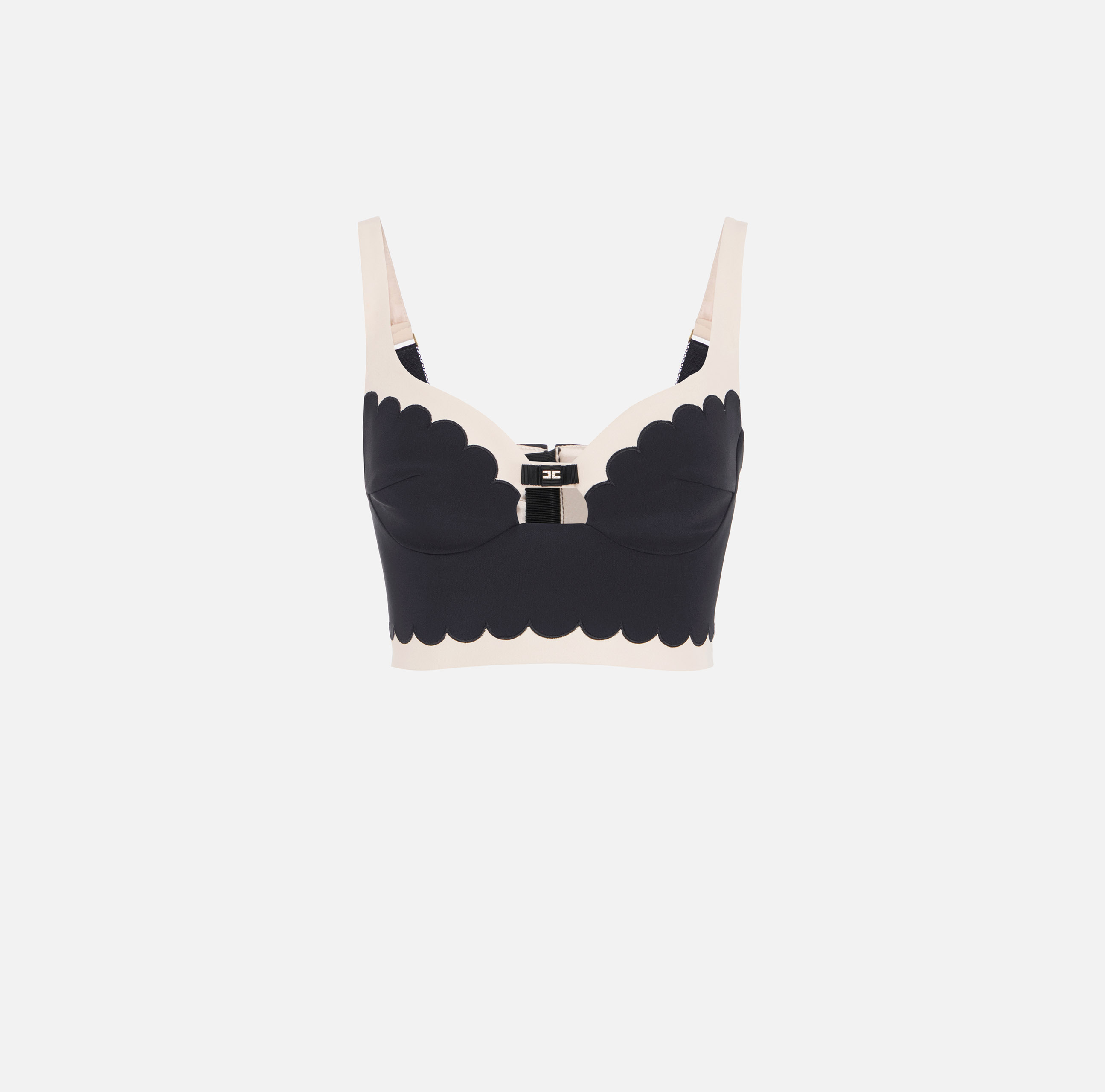 elisabetta franchi Top en double crêpe stretch avec feston brodé