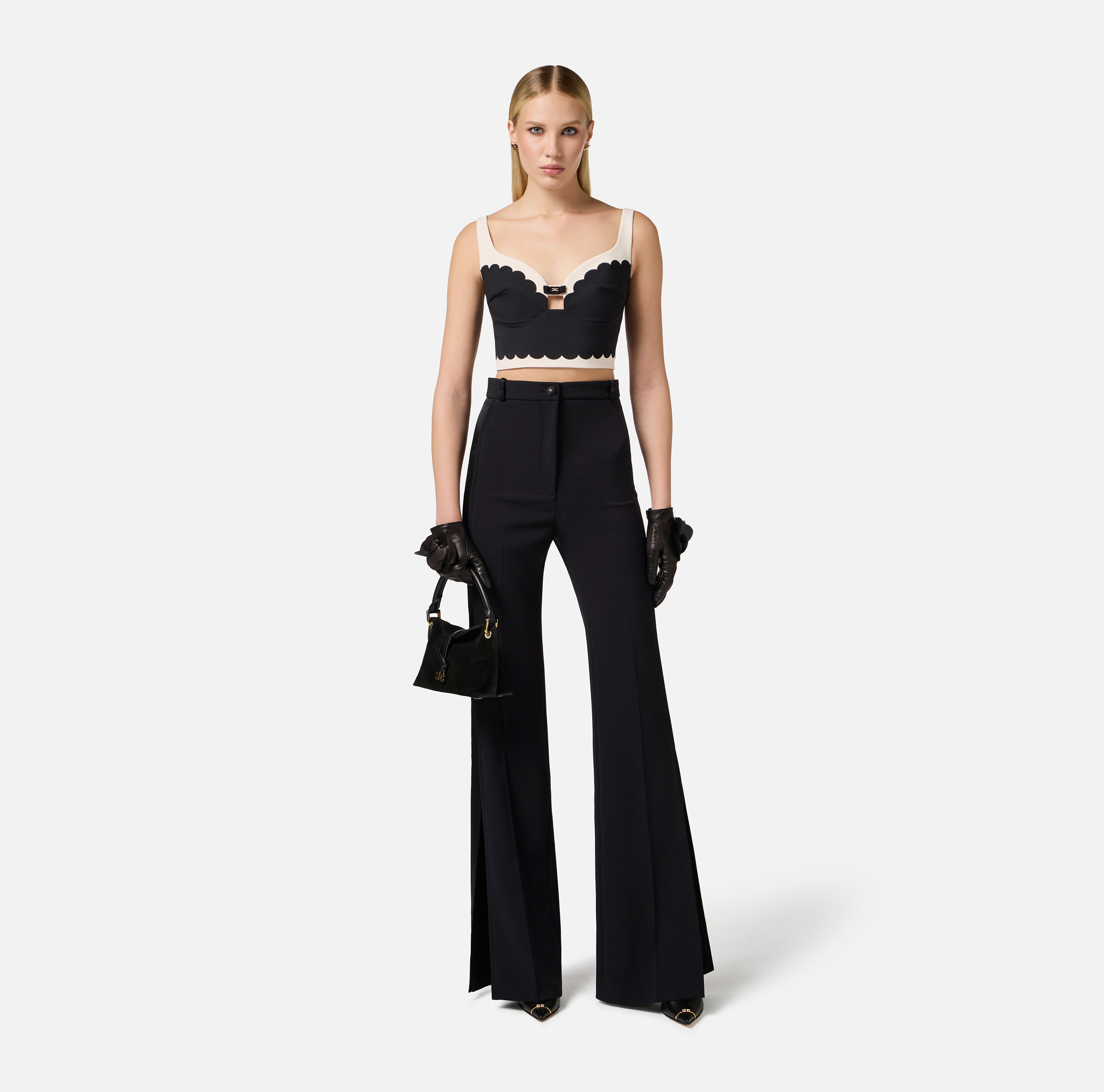 【25SS】 ELISABETTA FRANCHI コントラストステッチ パンツ 25SS】 ELISABETTA FRANCHI コントラストステッチ パンツ