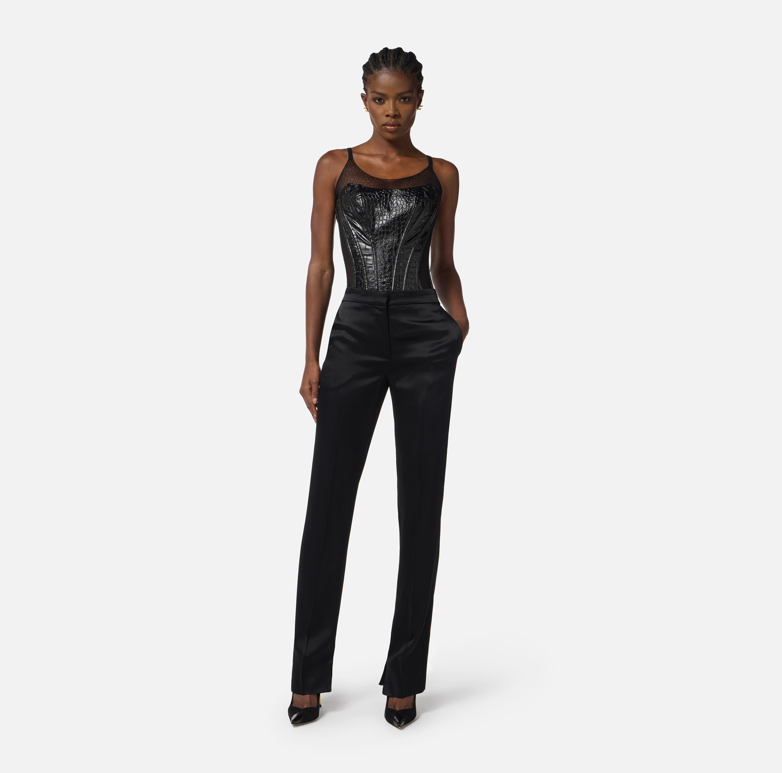 Top with coconut print texture and tulle | Elisabetta Franchi