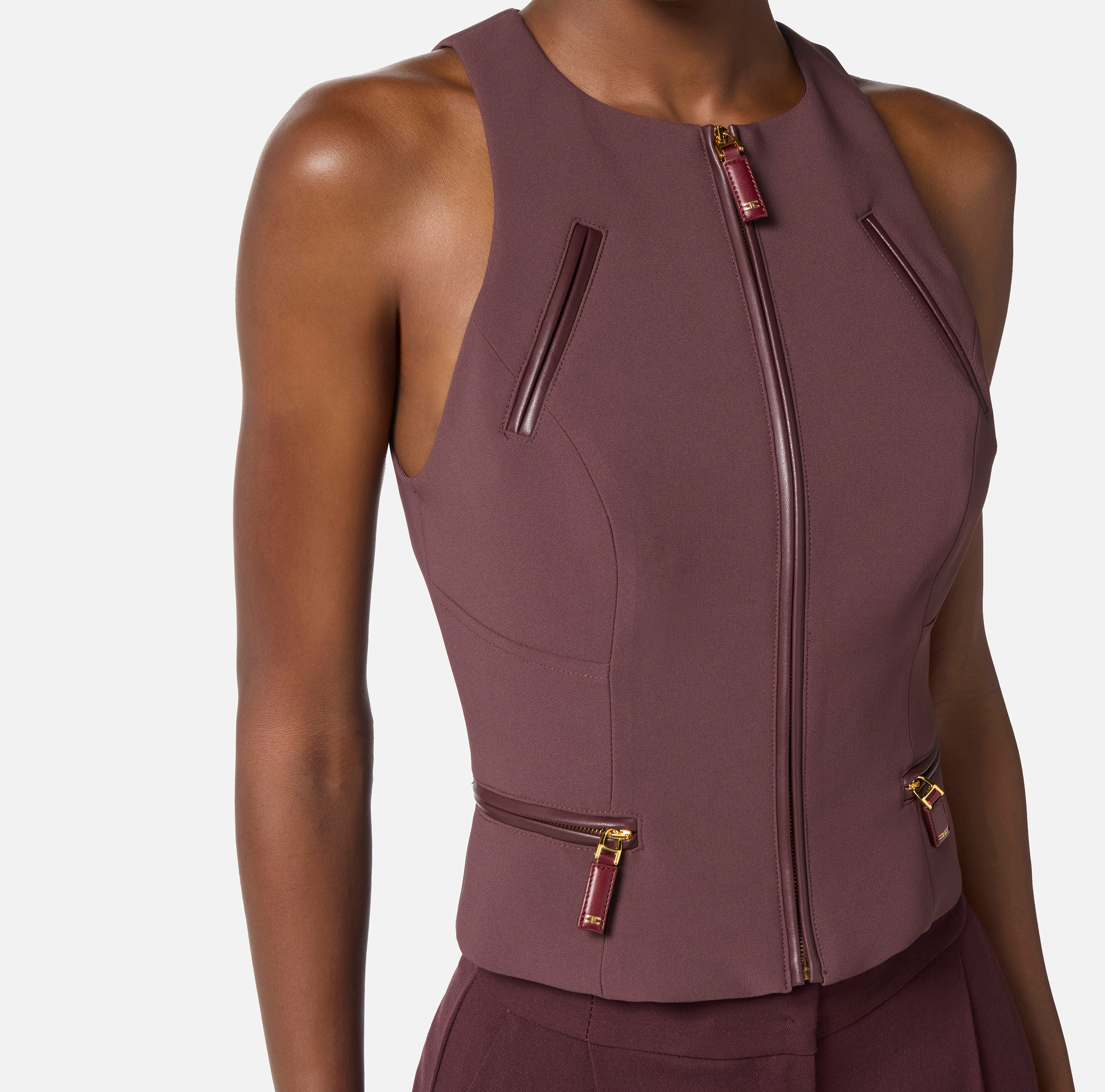 【25-26AW】ELISABETTA FRANCHI ロゴ ジップクレープスカート3色 25-26AW】ELISABETTA FRANCHI ロゴ ジップクレープスカート3色