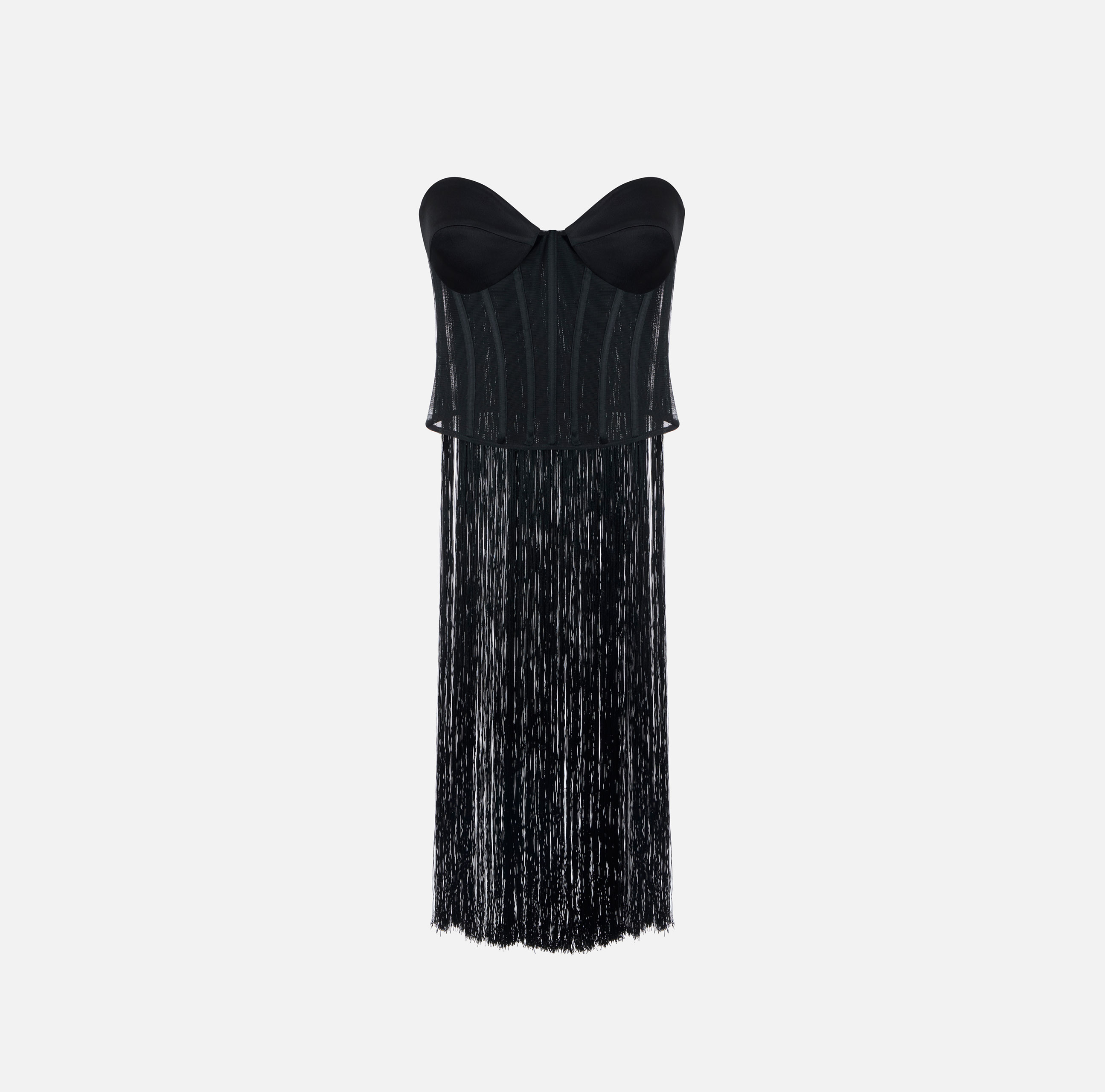 Bustier tulle top with fringes | Elisabetta Franchi