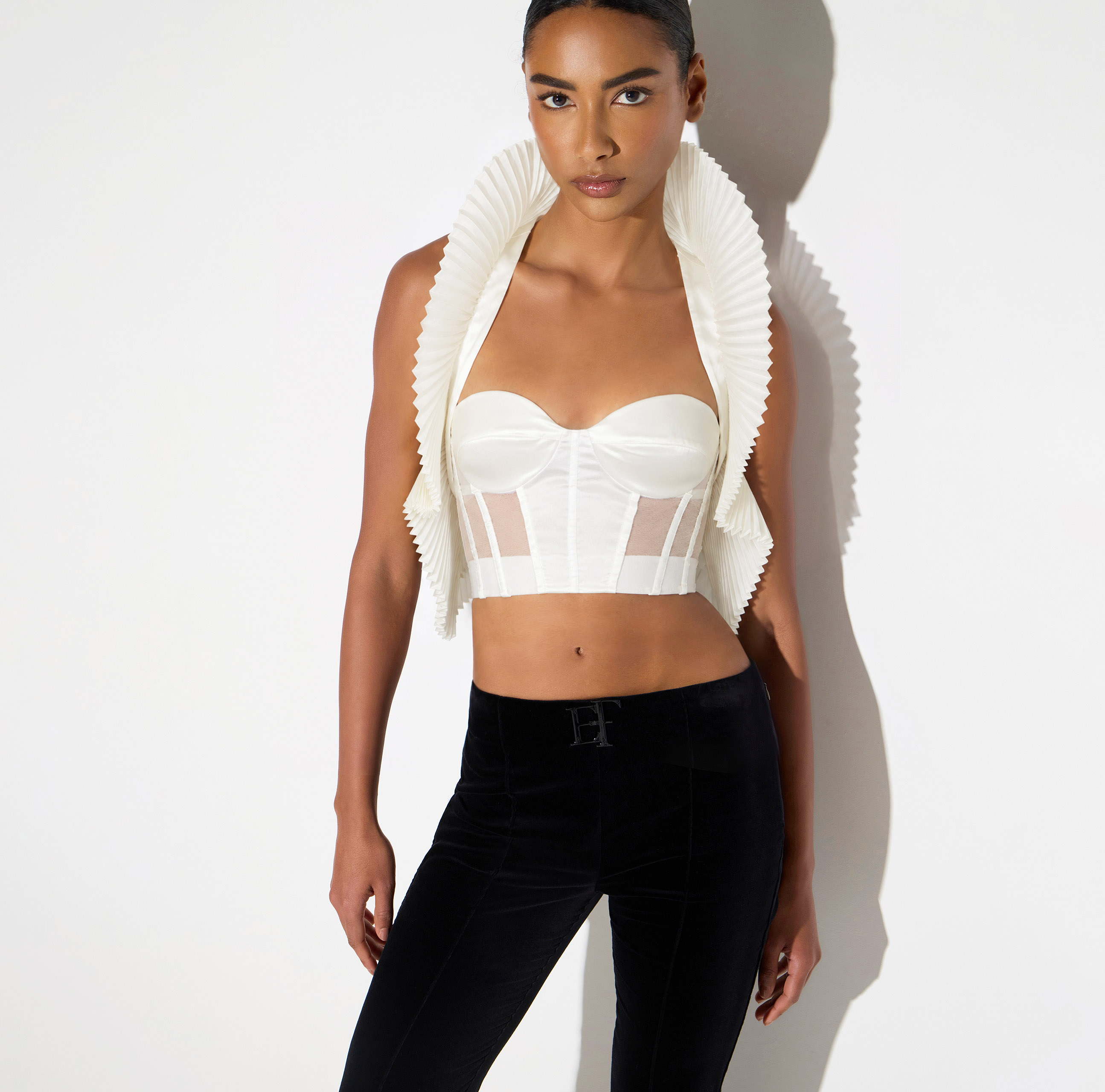 Bustier top in gazar and tulle | Elisabetta Franchi