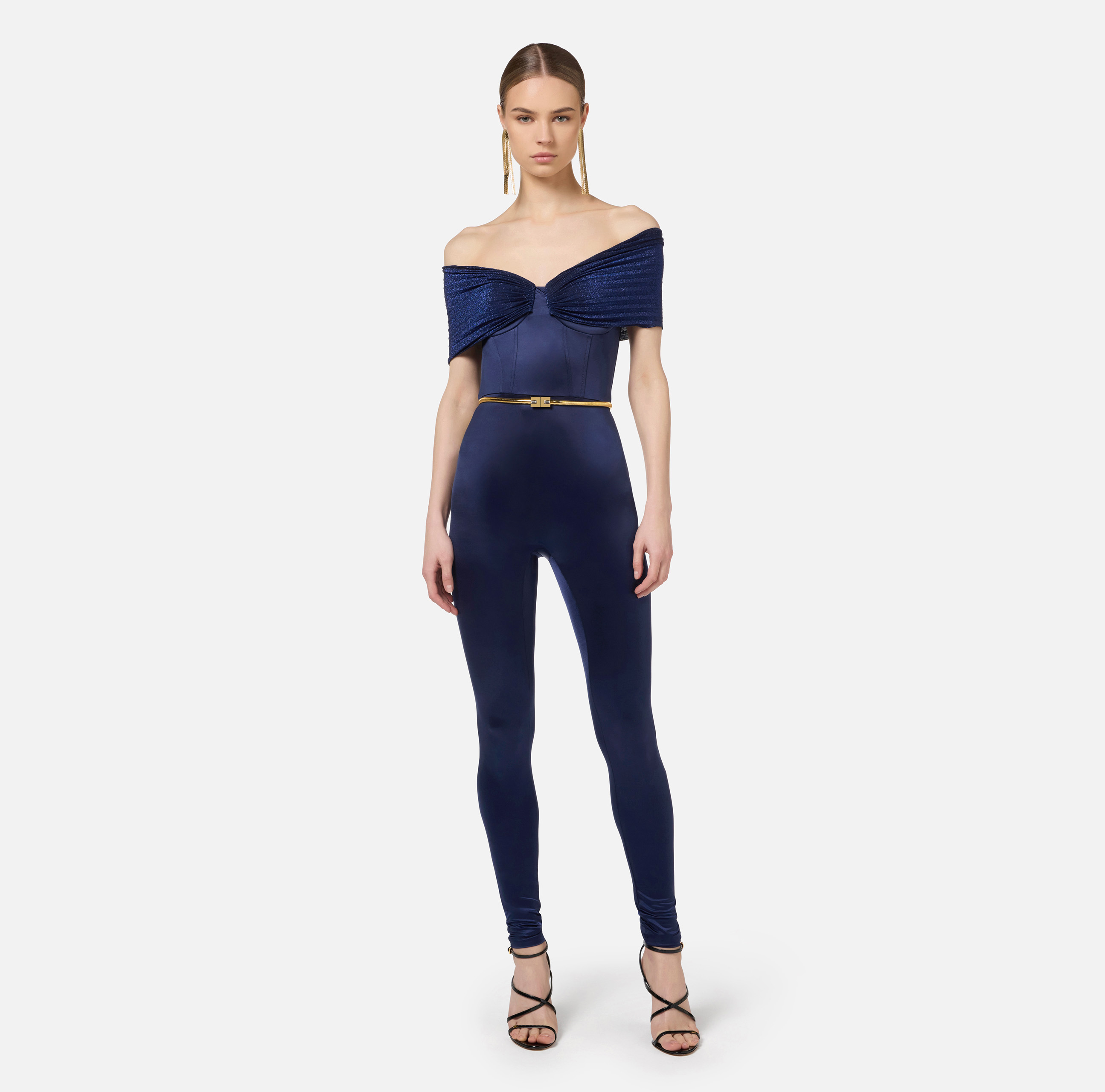 ワンピース ELISABETTA FRANCHI Strapless jumpsuit with waist belt Nero 137103-158092-0.jpg?240321