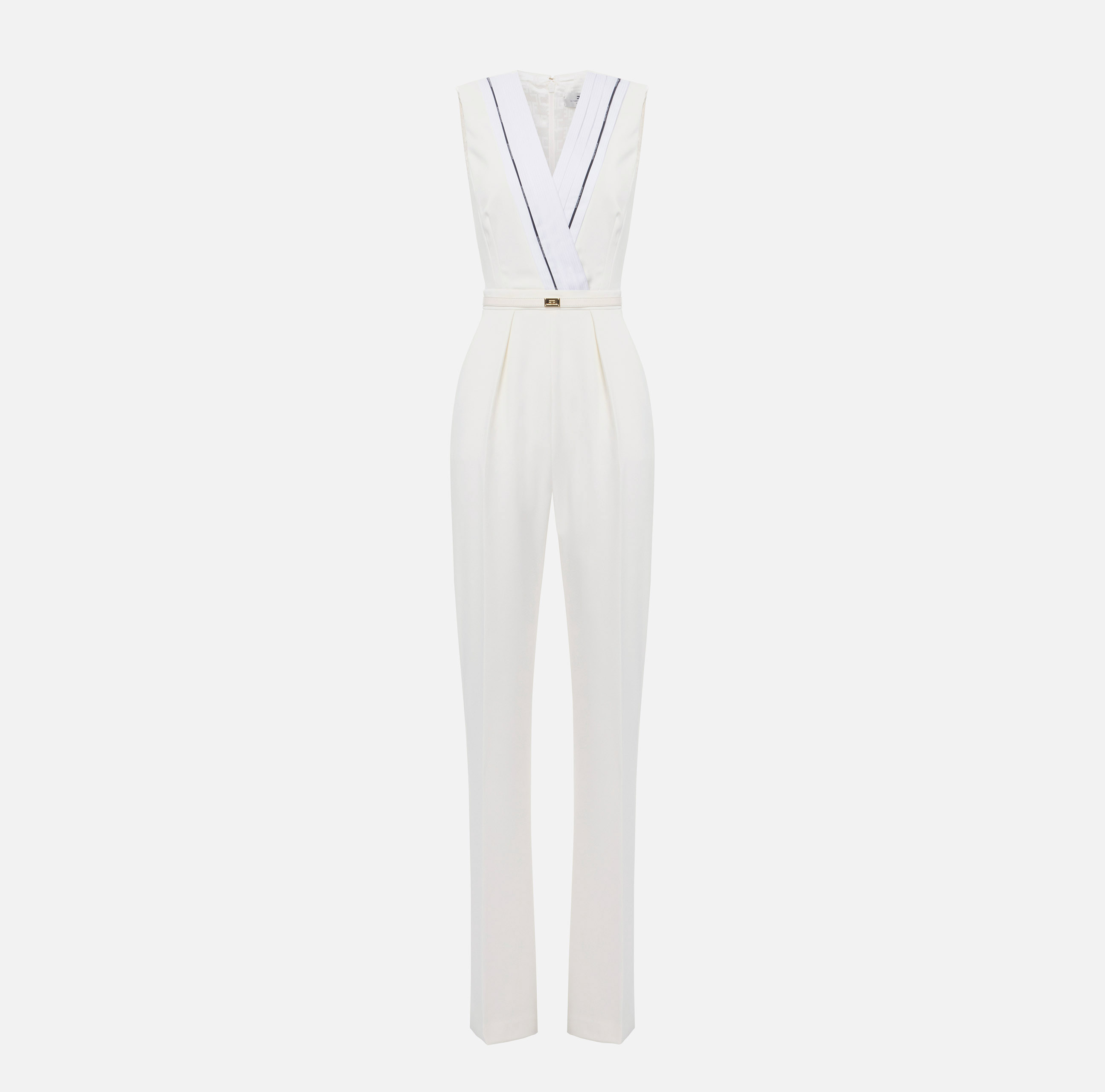 Jumpsuit in lightweight crêpe fabric with tuxedo details