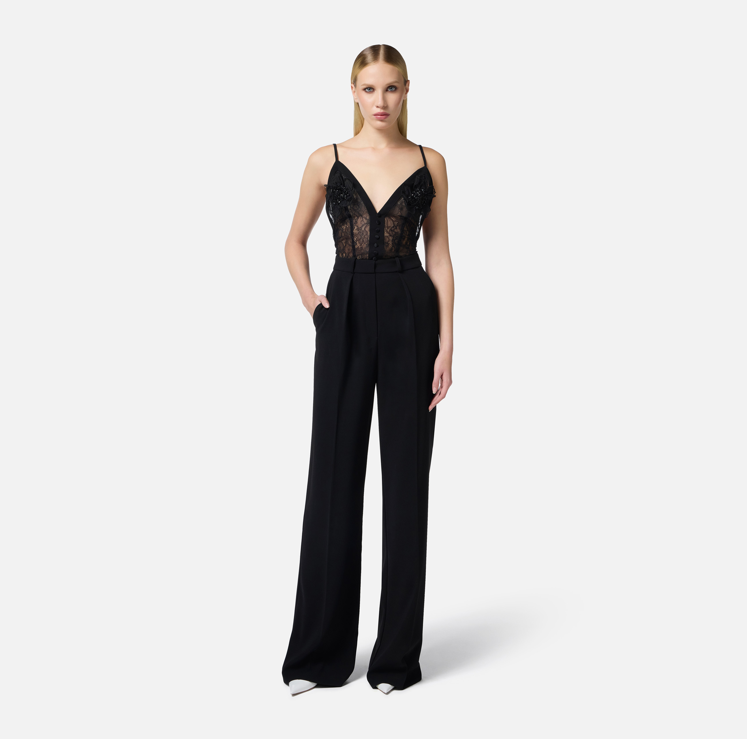 Jumpsuit in lightweight crêpe fabric with floral