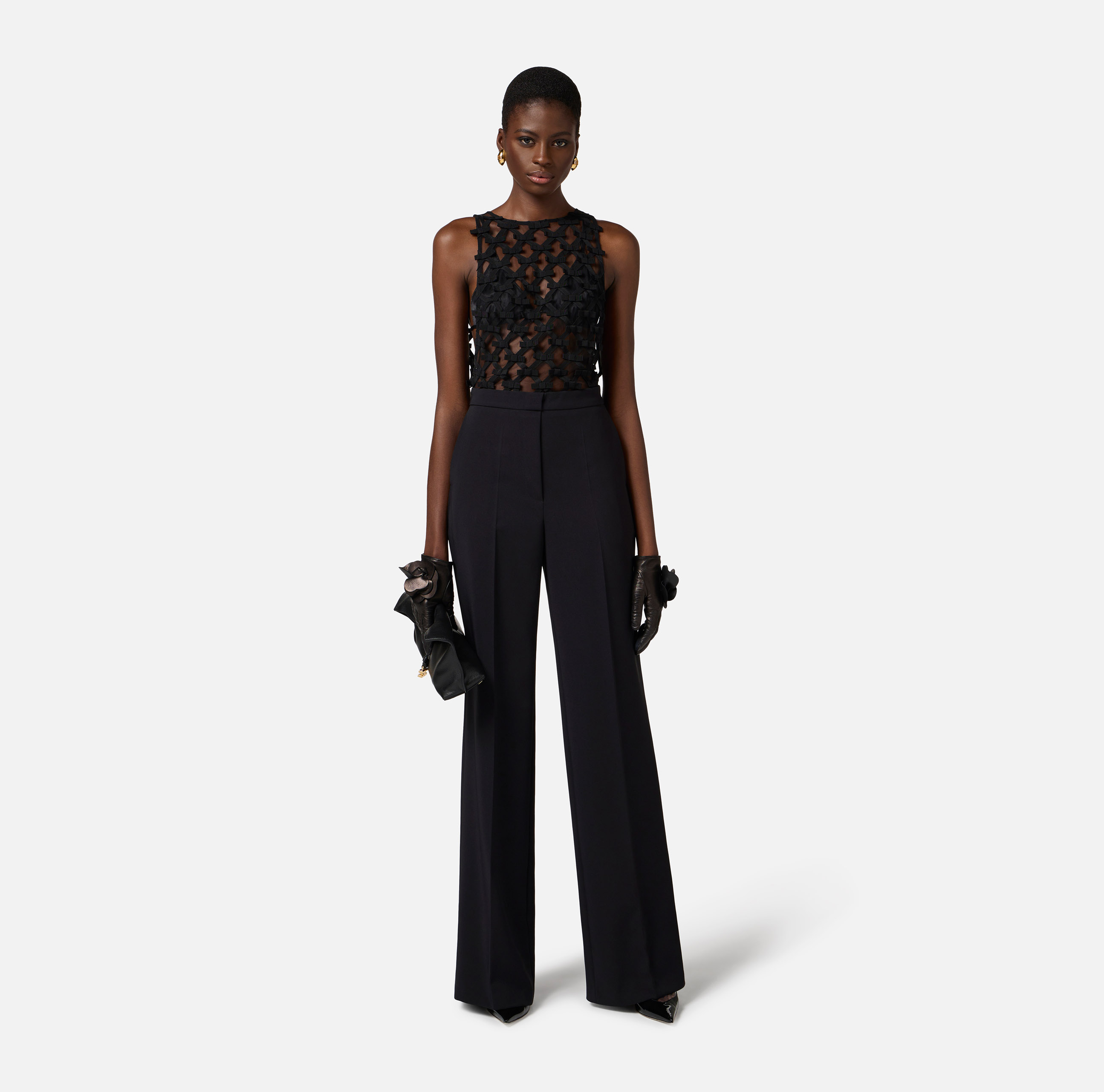 Lightweight crêpe jumpsuit with bows | Elisabetta Franchi