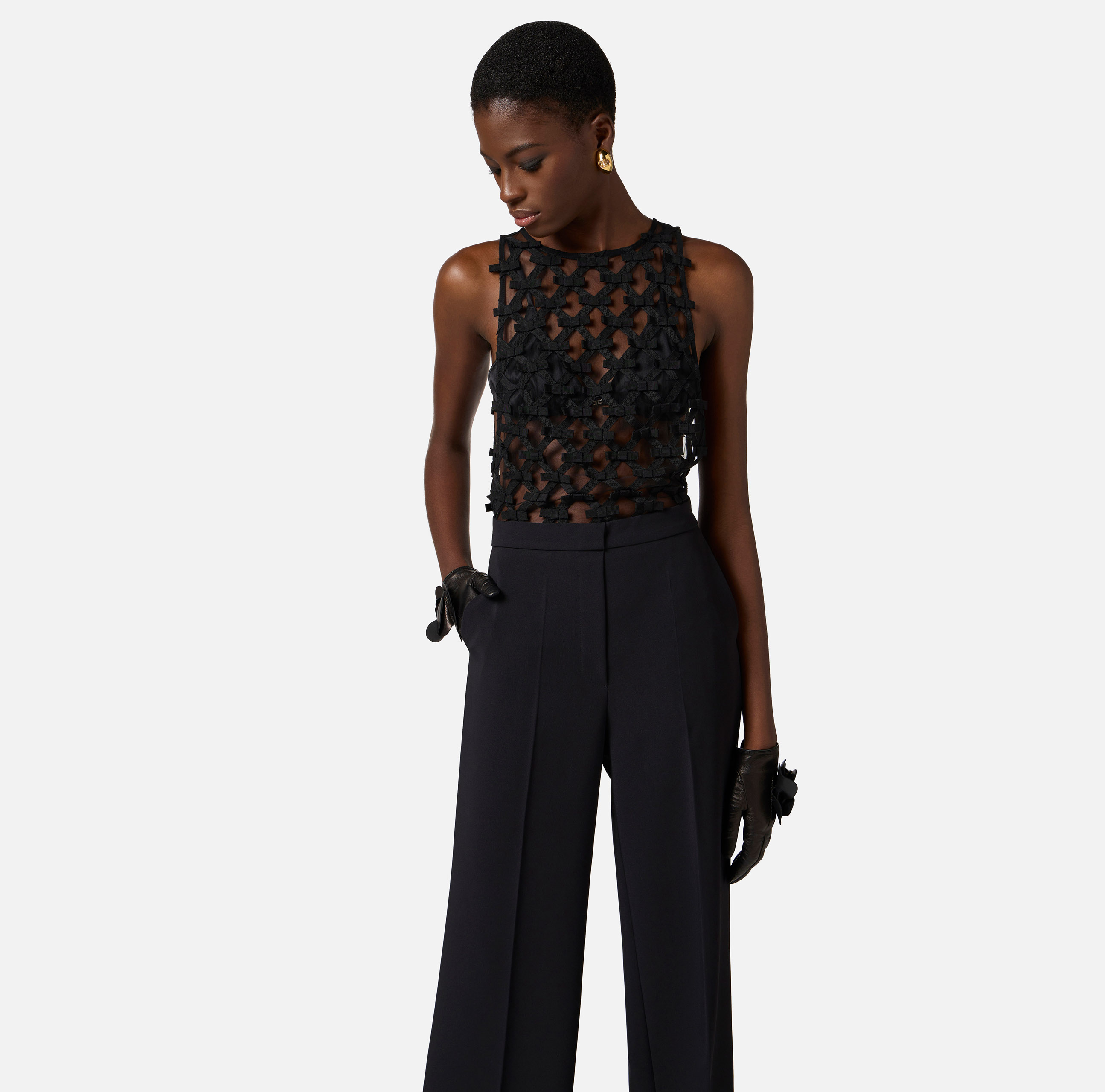 最後の1点【ELISABETTA FRANCHI】チューブドレス☆黒 グレー 綿 Elisabetta Franchi Sleeveless Dress Elisabetta Franchi
