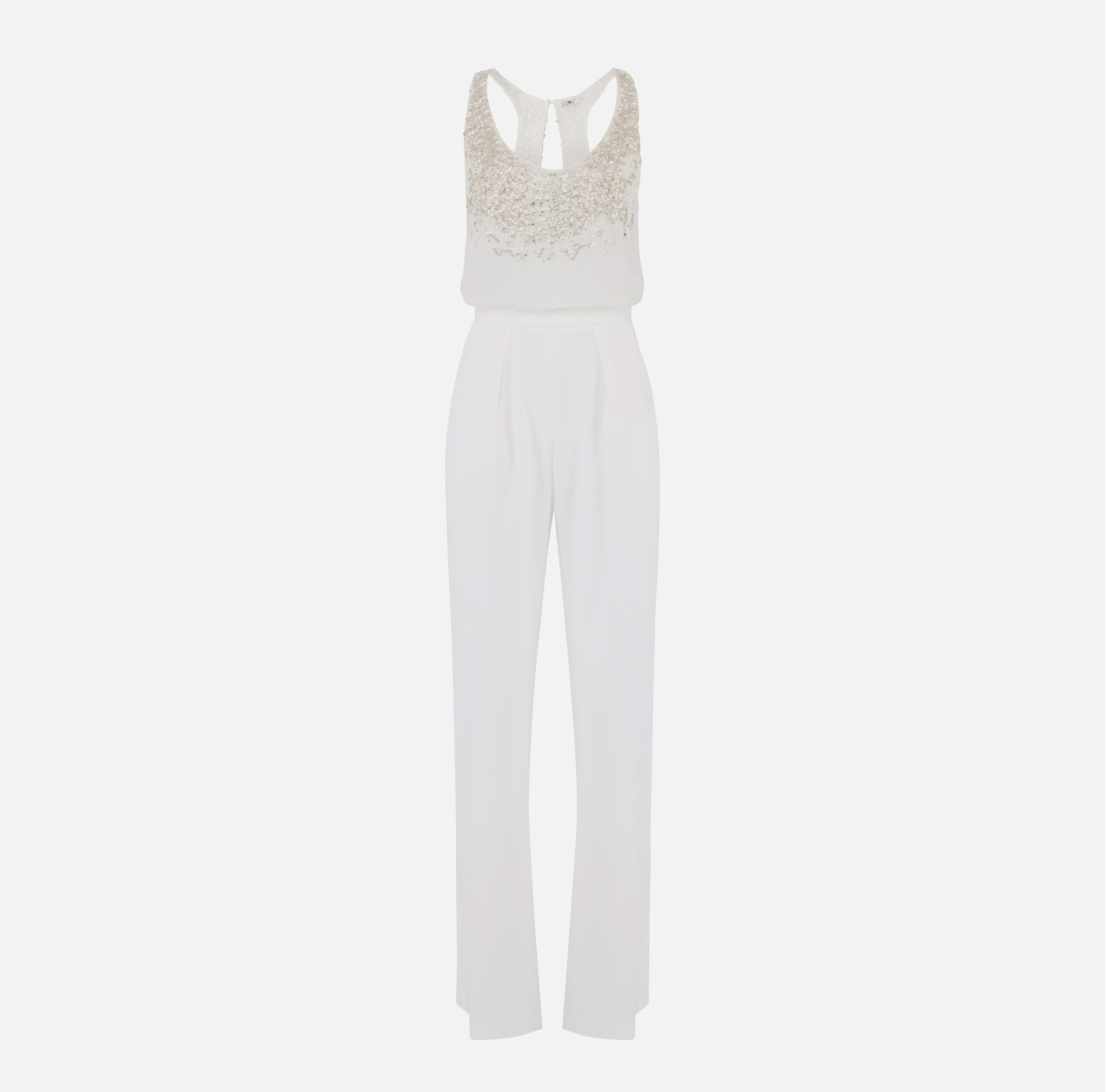 Jumpsuit in georgette and crêpe fabrics with crystals