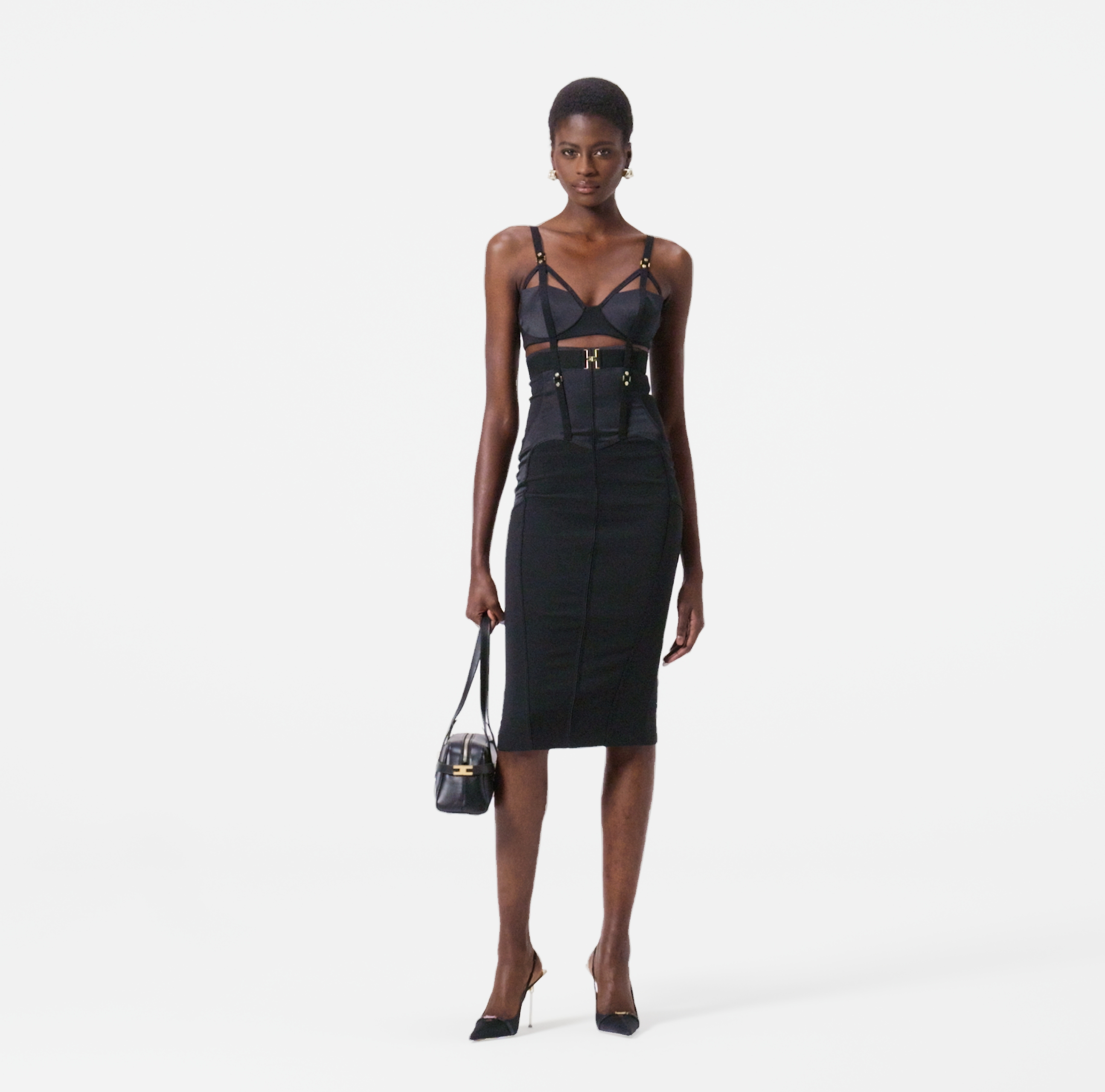 Bustier dress in lightweight crêpe and satin fabrics | Elisabetta