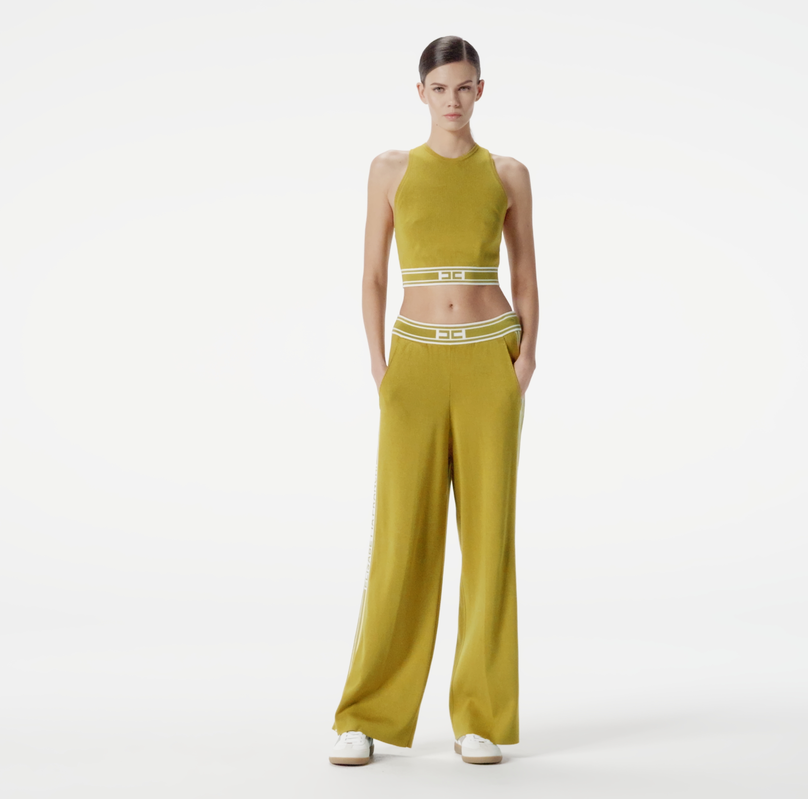 Viscose cropped top with contrasting bands | Elisabetta Franchi