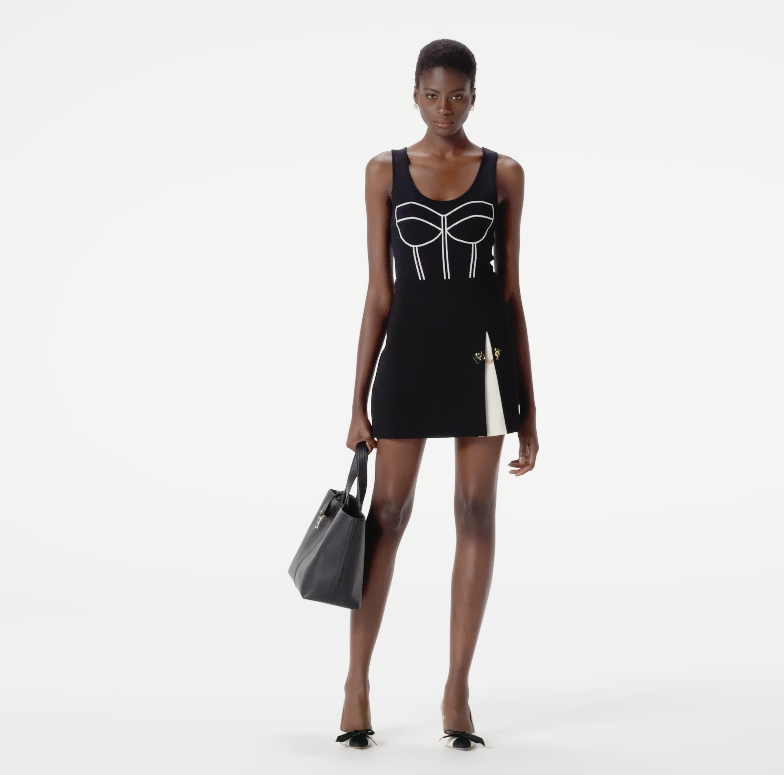 Miniskirt in two-tone crêpe fabric | Elisabetta Franchi