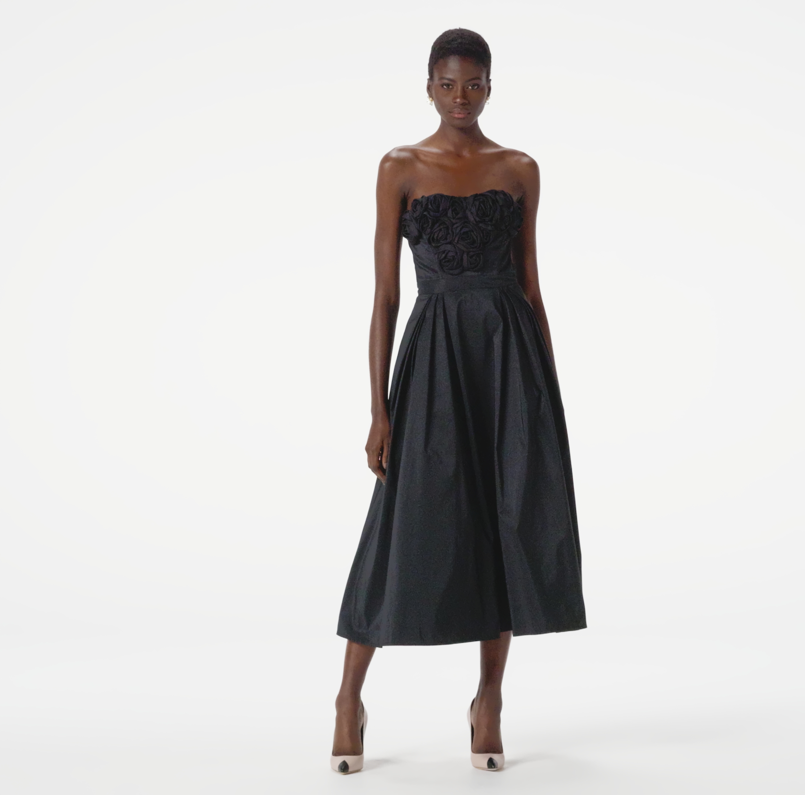 (ELISABETTA FRANCHI) 花柄ジャカードドレス Red Carpet dress made of lurex jersey fabric with