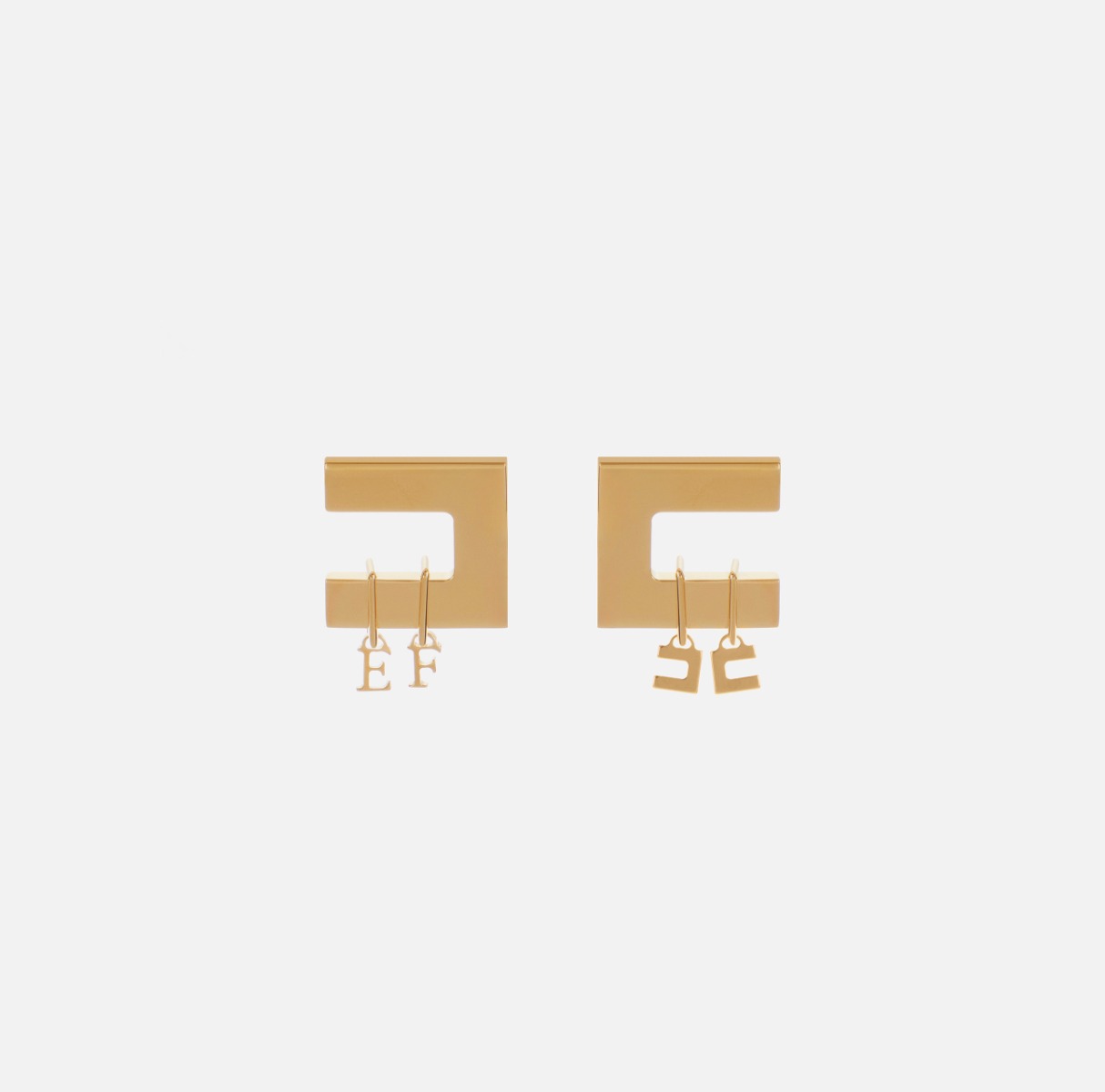 イヤリング ELISABETTA FRANCHI DOUBLE LOGO EARRINGS Earrings with double logo charms | Elisabetta Franchi