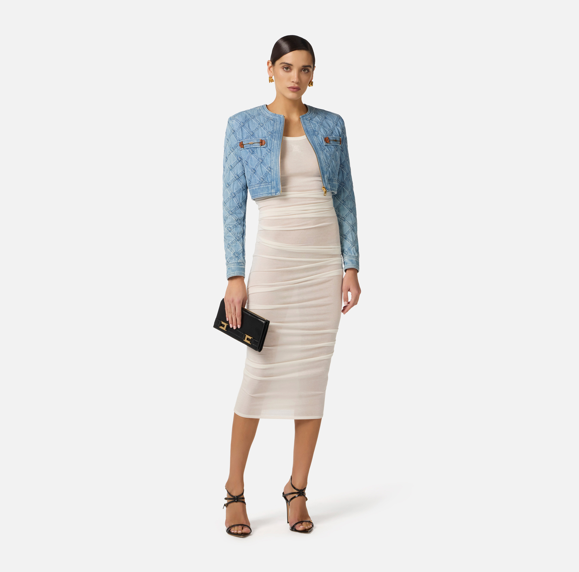 Sukienka z lekkiego dżerseju z wyszywanym logo - Elisabetta Franchi