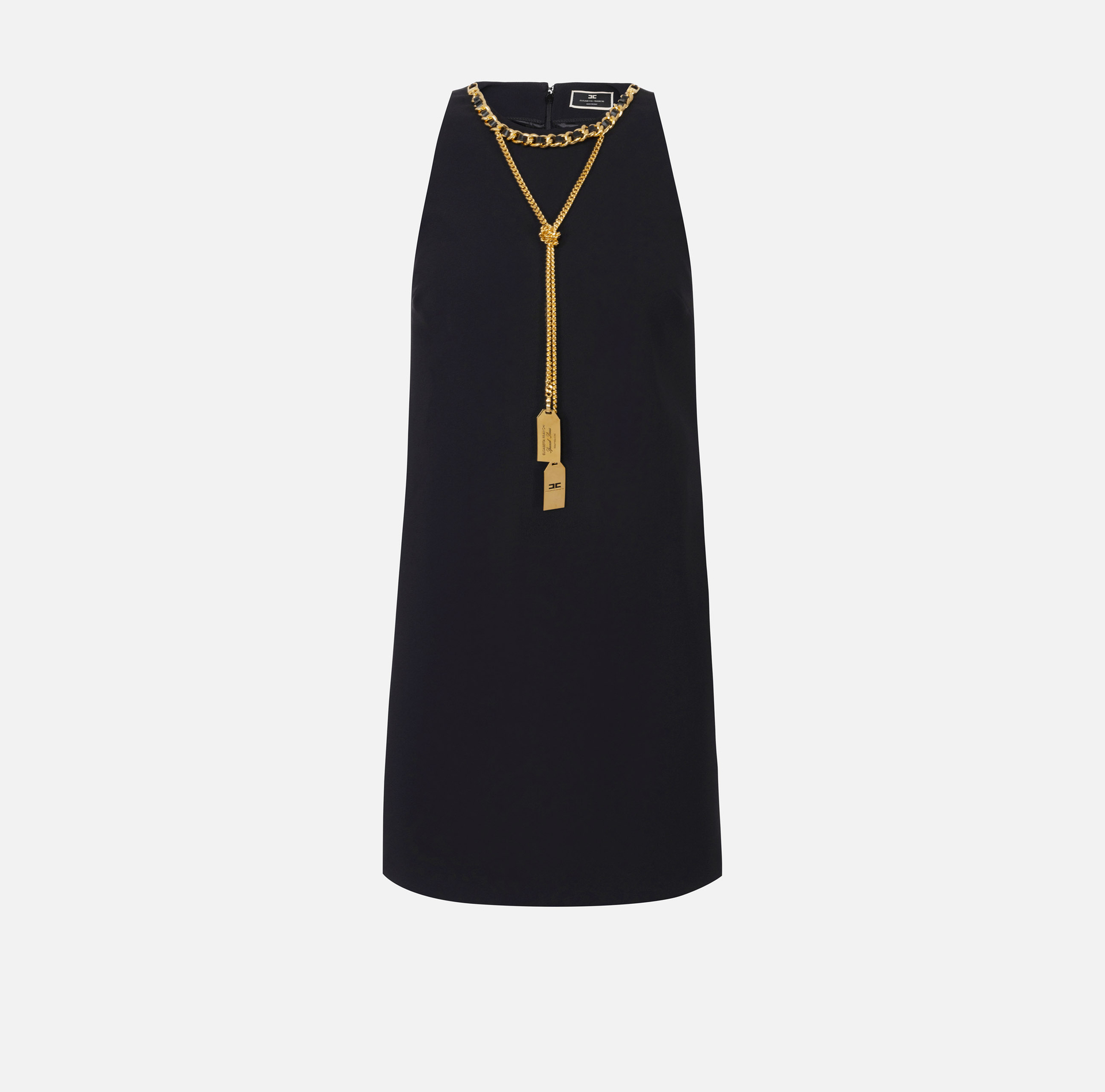 Мини-платье свободного кроя из крепа с ожерельем - Elisabetta Franchi