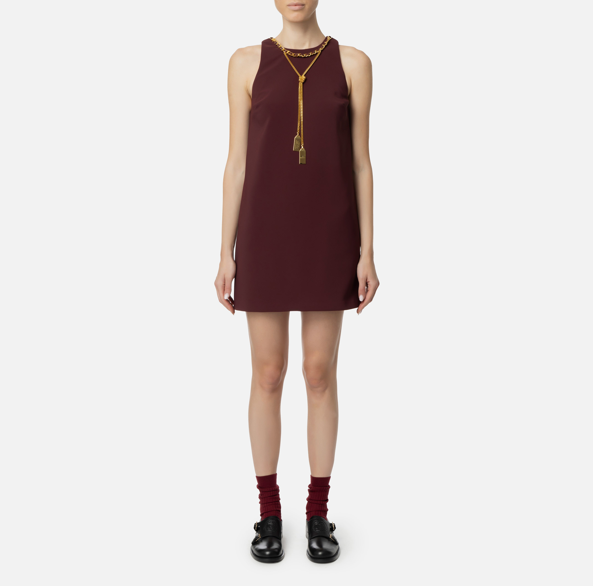 Crêpe boxy mini-dress with necklace - Elisabetta Franchi