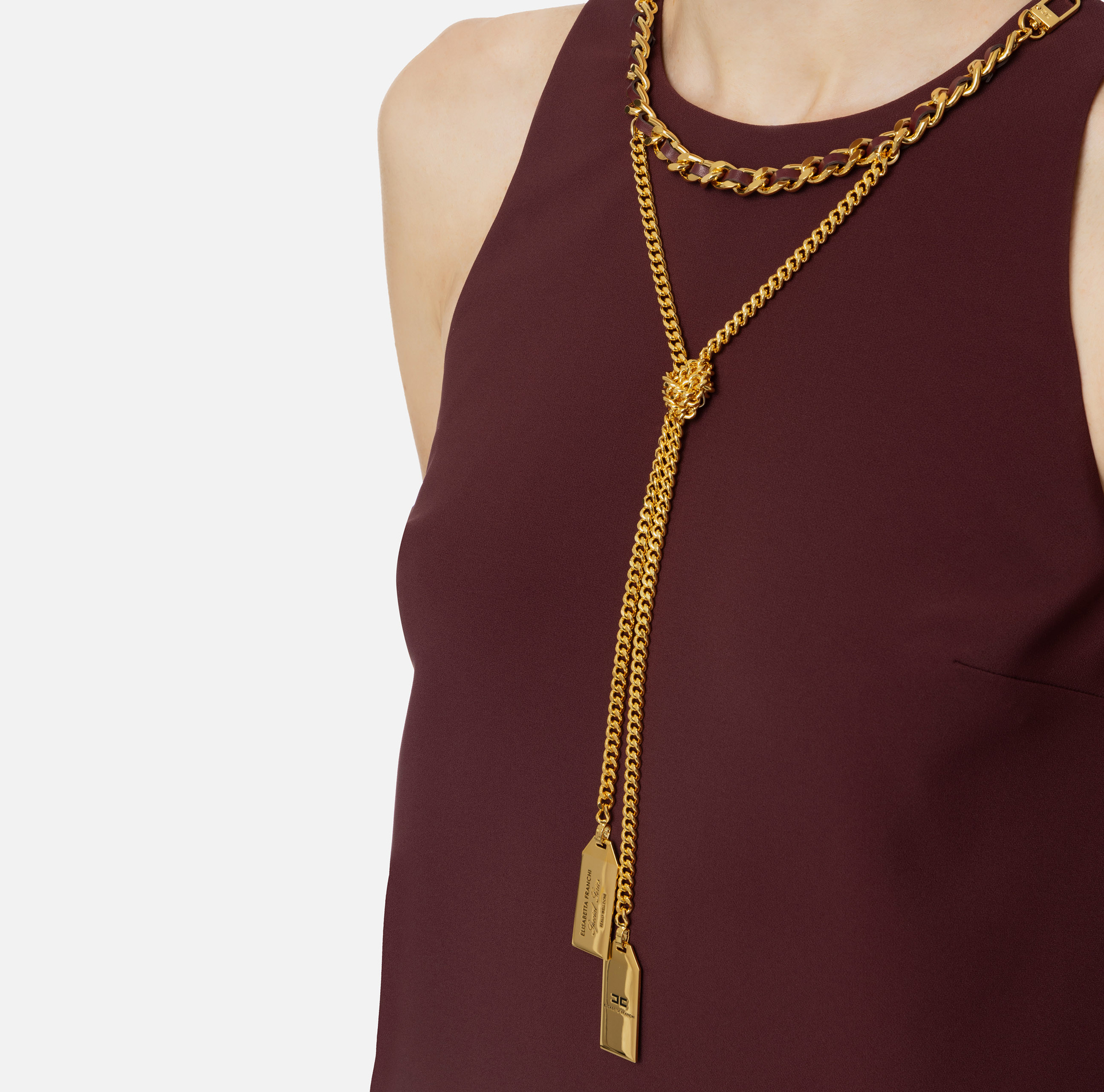 Crêpe boxy mini-dress with necklace - Elisabetta Franchi