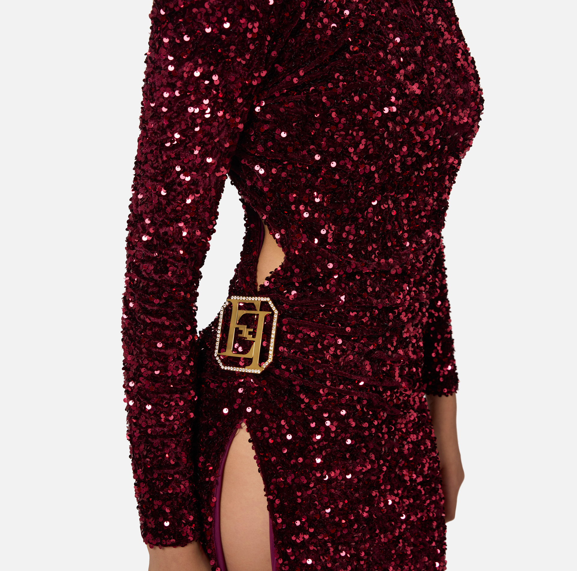 Abito red carpet in ciniglia ricamata con pailettes - Elisabetta Franchi