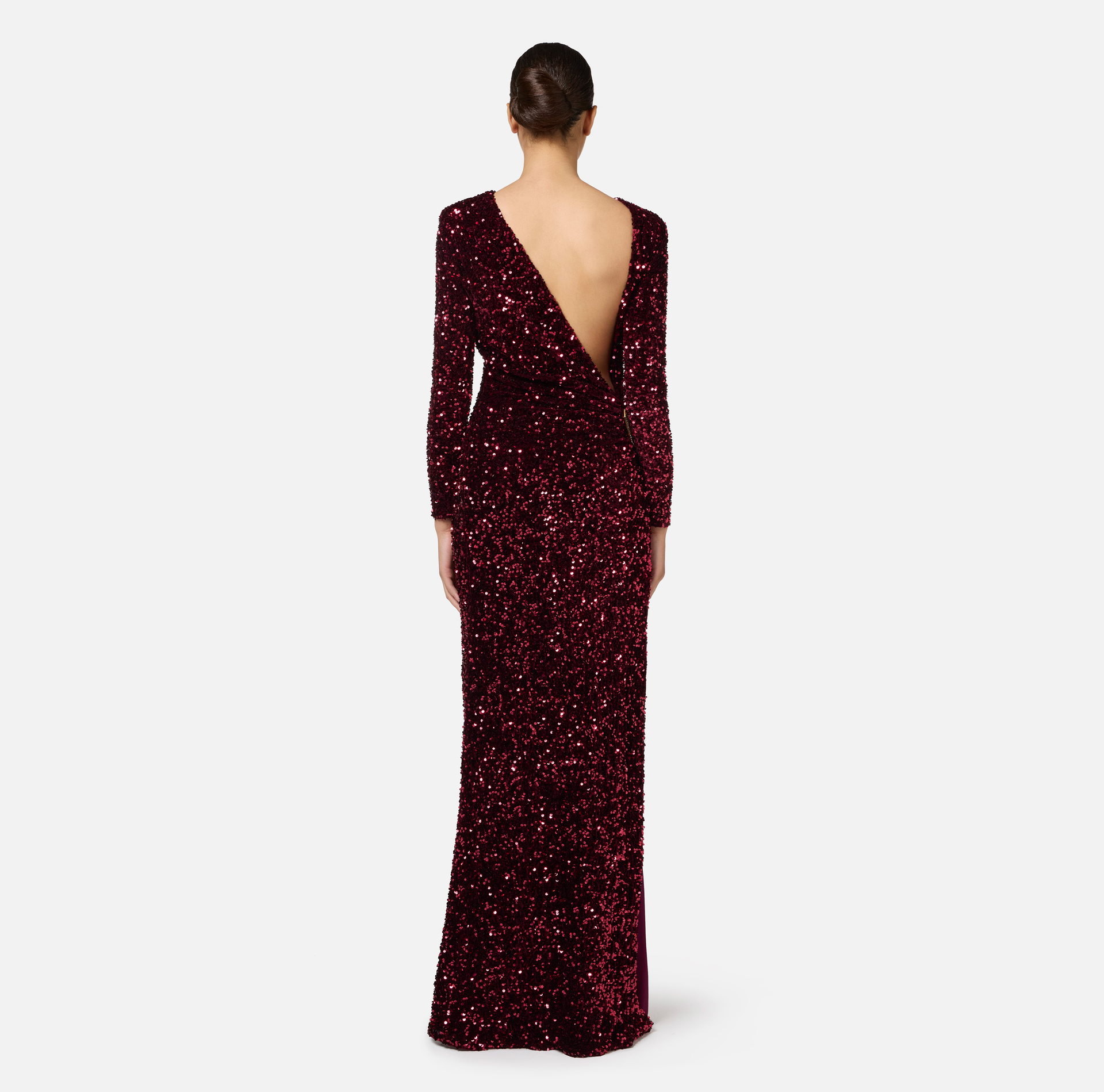 Abito red carpet in ciniglia ricamata con pailettes - Elisabetta Franchi