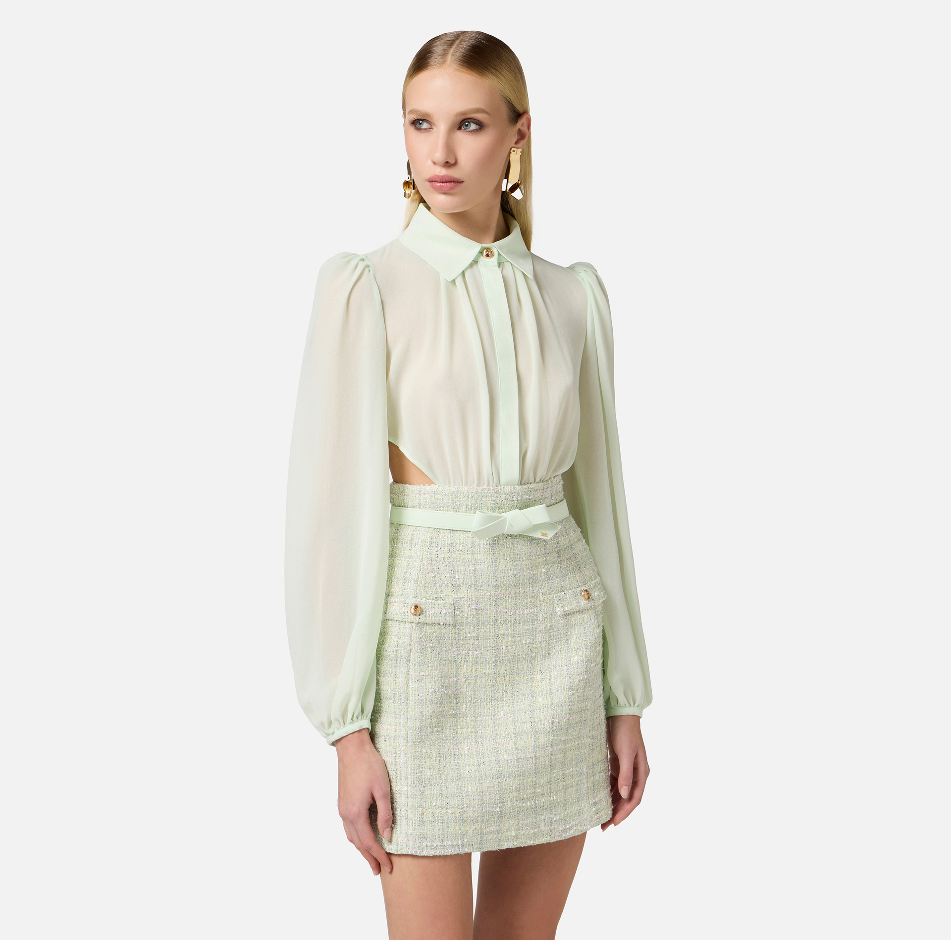 Jurk van georgette en bouclé lurex - Elisabetta Franchi