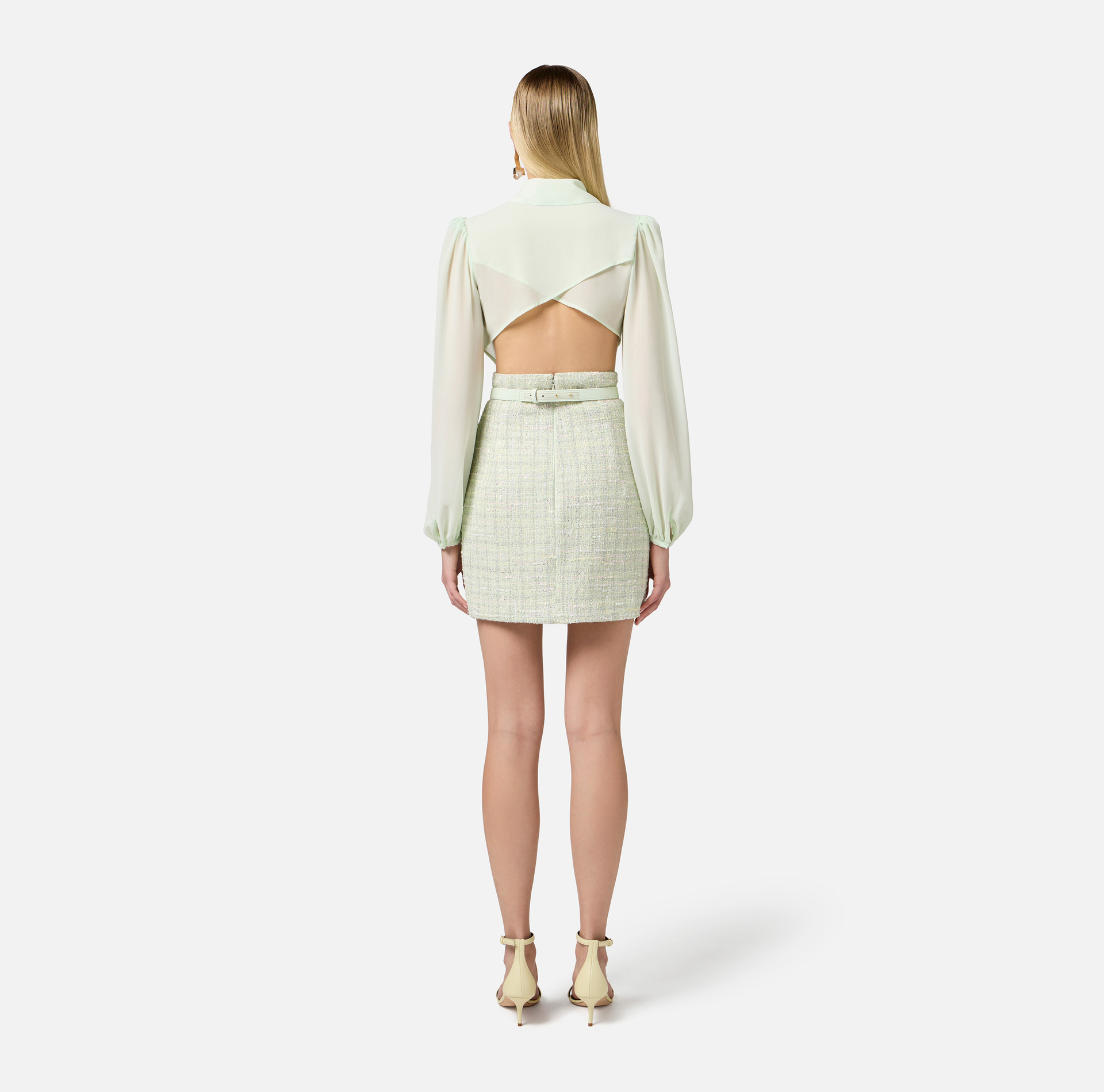 Jurk van georgette en bouclé lurex - Elisabetta Franchi